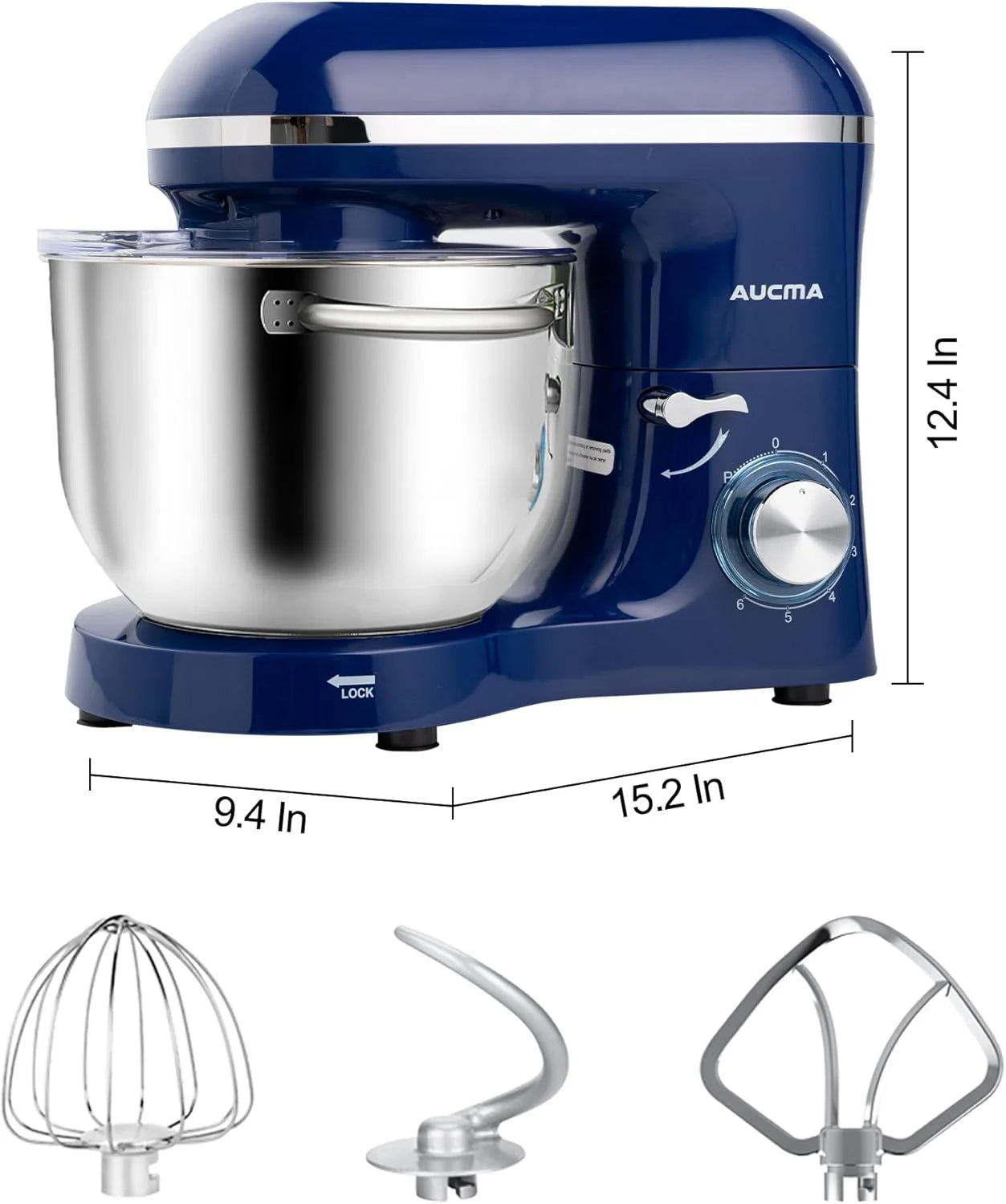 Aucma Stand Mixer,6.5-QT 660W 6-Speed Tilt-Head Food Mixer, Kitchen Electric Mixer with Dough Hook