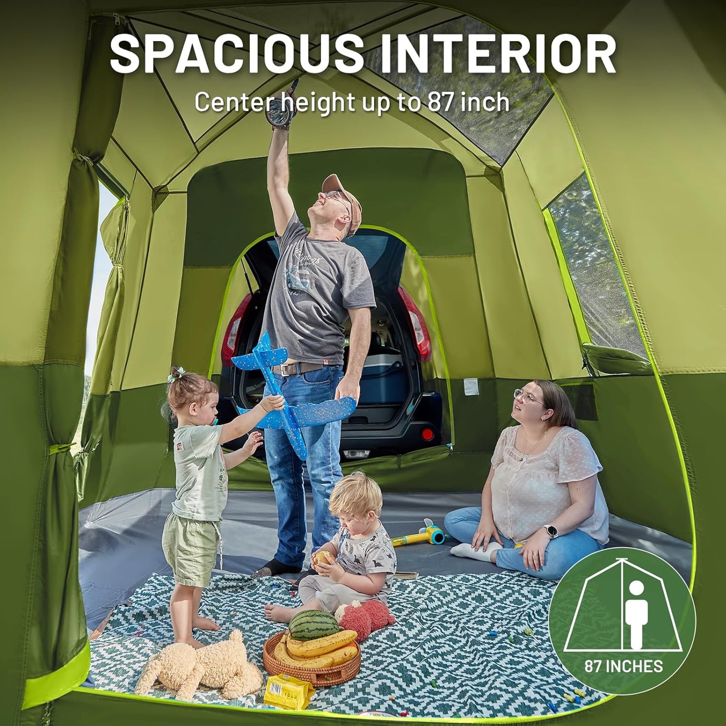 TIMBER RIDGE 5-9 Person SUV Tent with Screen Porch and Awning for Family Camping, Weather Resistant and Portable Van or Car Tent, Includes Rainfly and Storage Bag, 13' W X 10' L X 7.1' H