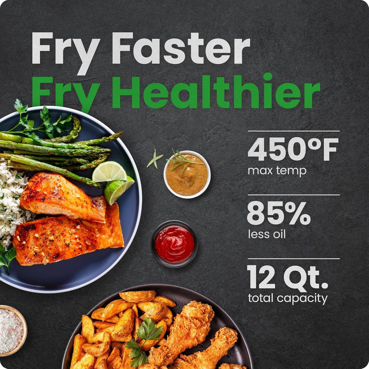 CHEFMAN ExacTemp™ 12-Quart Air Fryer with Integrated Smart Cooking Thermometer, 28 Touchscreen Presets, Broiler, Dehydrator, and Oven