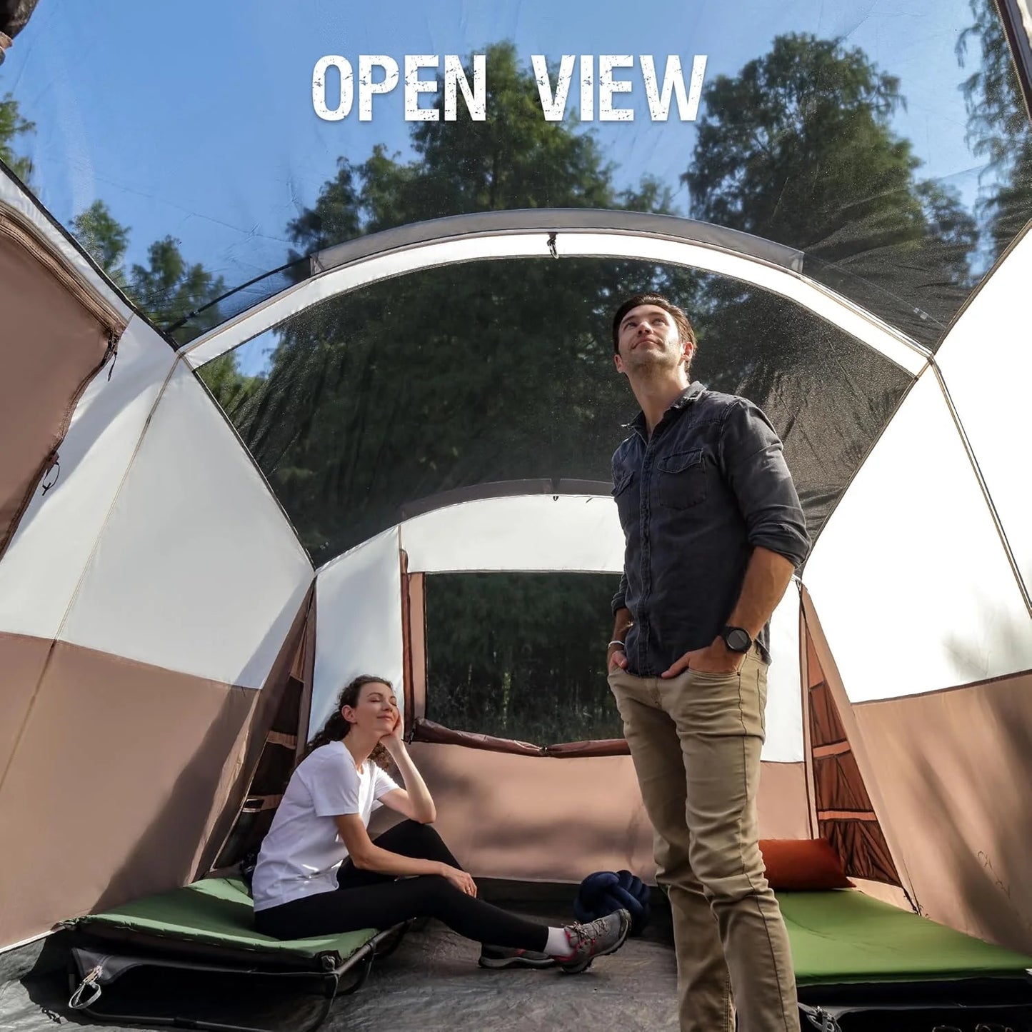 PORTAL 6/8/10 Person Family Camping Tent with Screen Room, Water Resistant Big Tunnel Tent with Rainfly, Large Family Tent for Outdoor Camping, Party