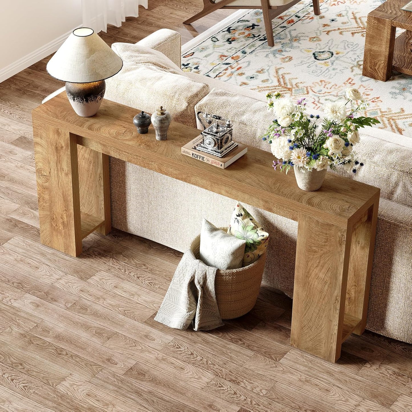 70.9-Inch Long Console Table Narrow Sofa Table Behind The Couch