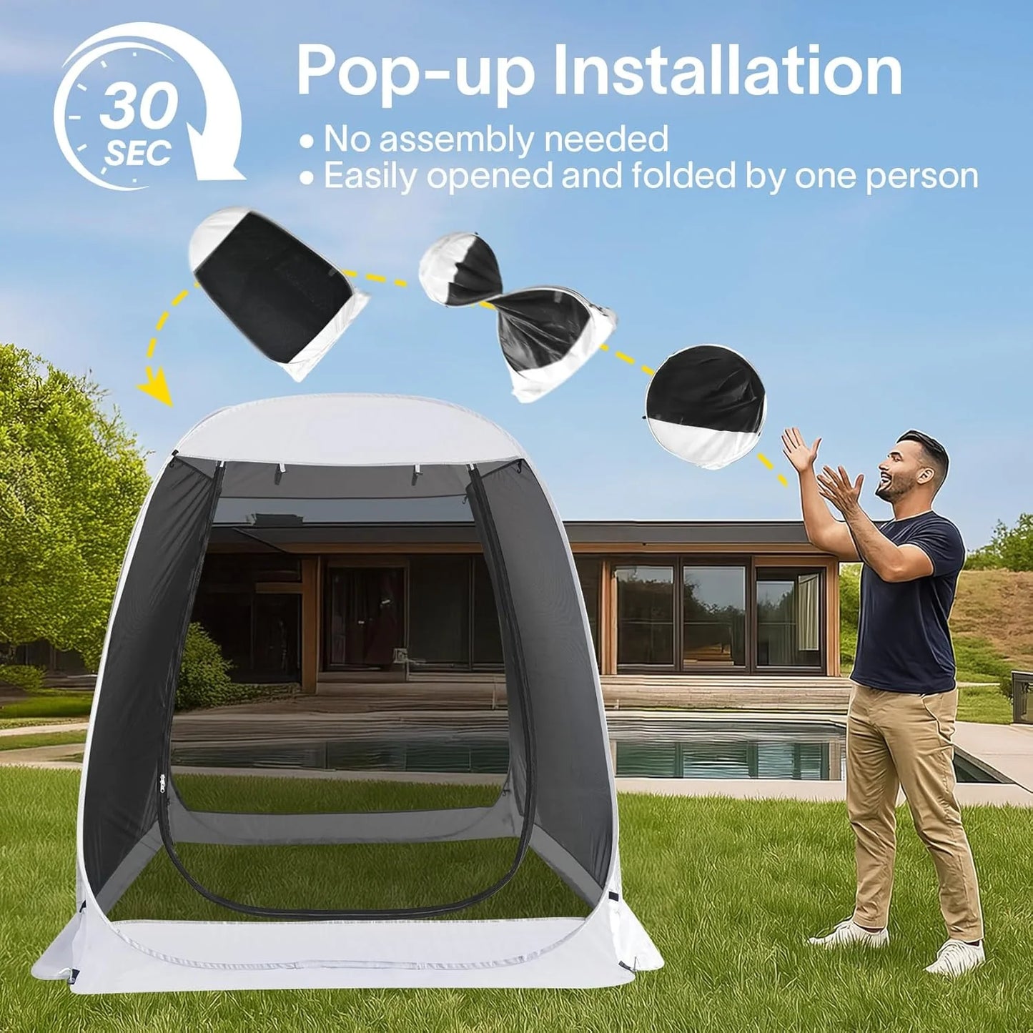 Screen gazebo, sleeps 6-10-15 people Igloo-style canopy tent with mosquito net on the sides Perfect for garden, patio, backyard