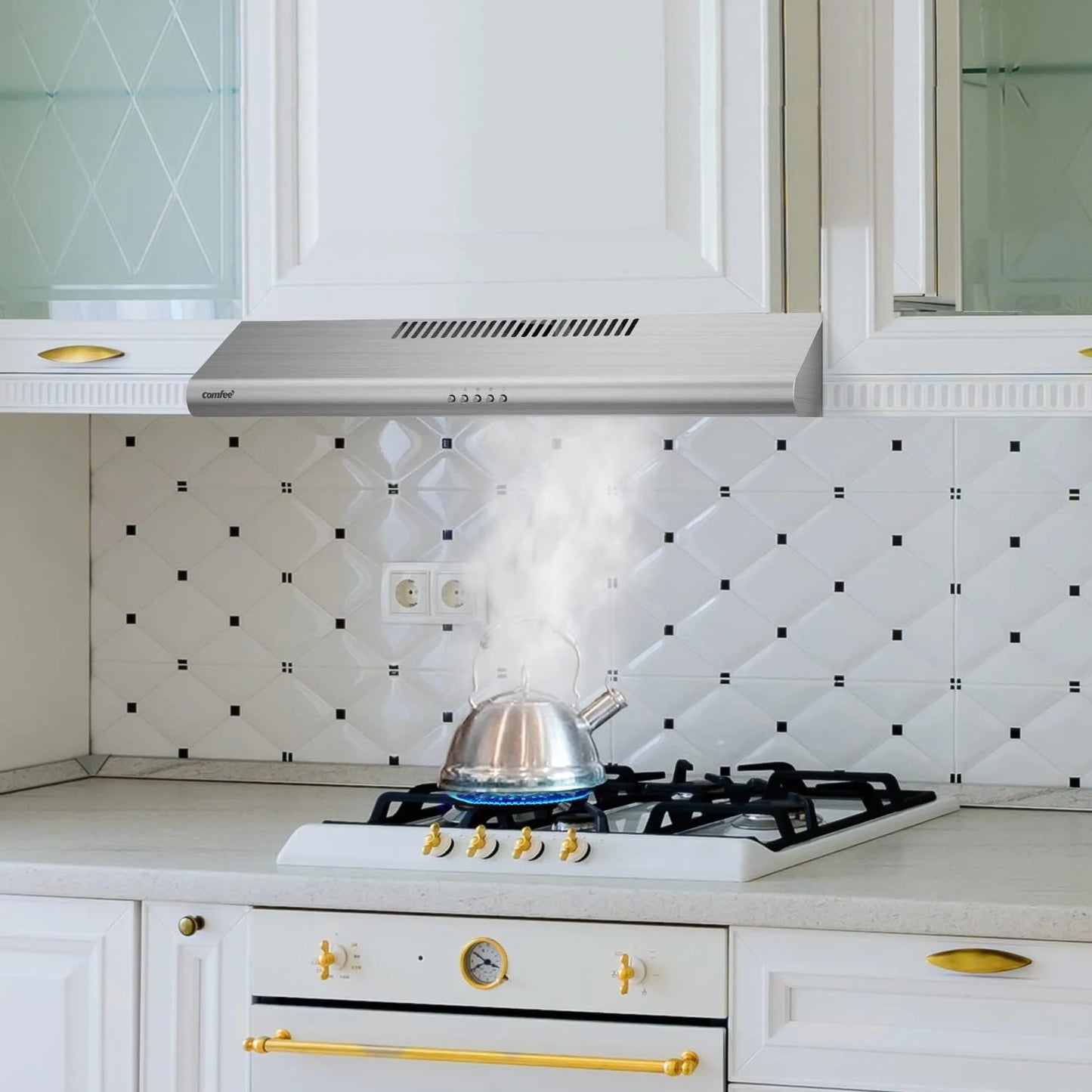 Comfee 30" Under Cabinet Ducted/Ductless Convertible Slim Vent Durable Stainless Steel Kitchen Reusable Filter