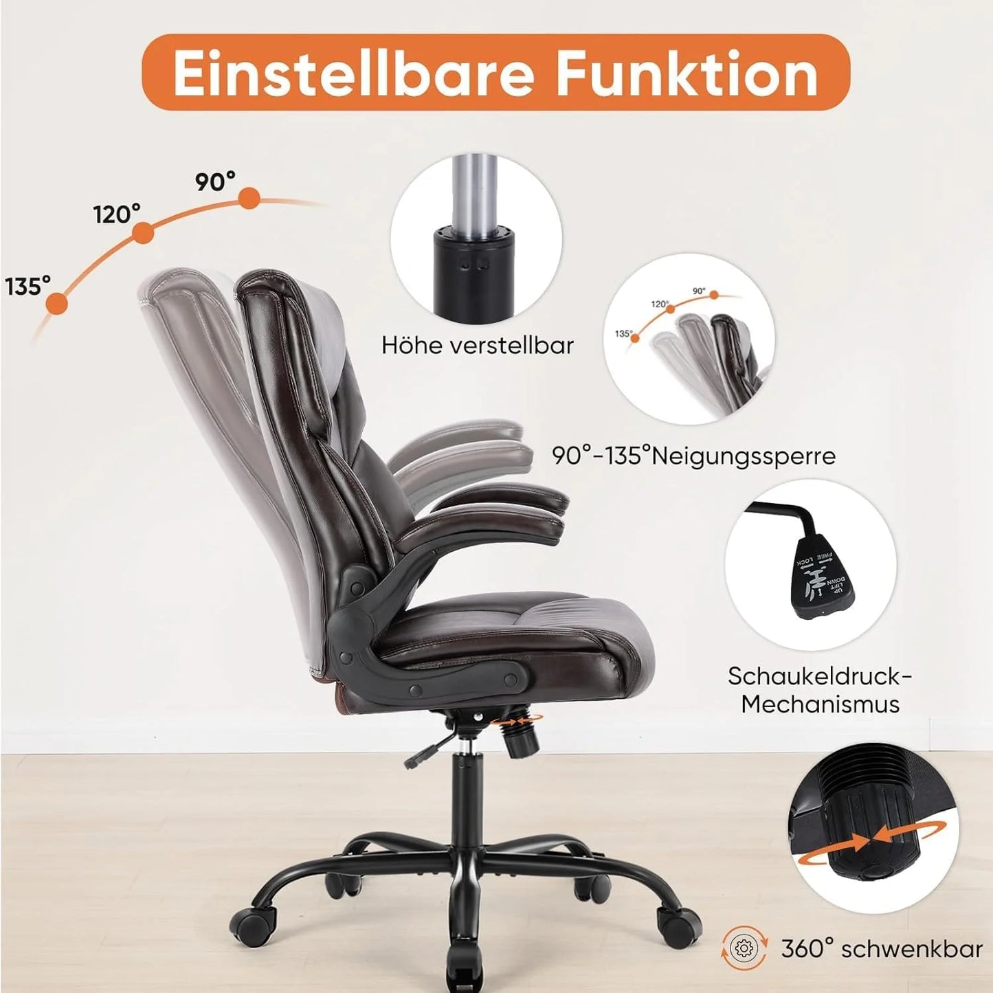 Ergonomic Office Chair Heavy Duty Work Desk Chair Adjustable Swivel Rolling Chair with Wheels