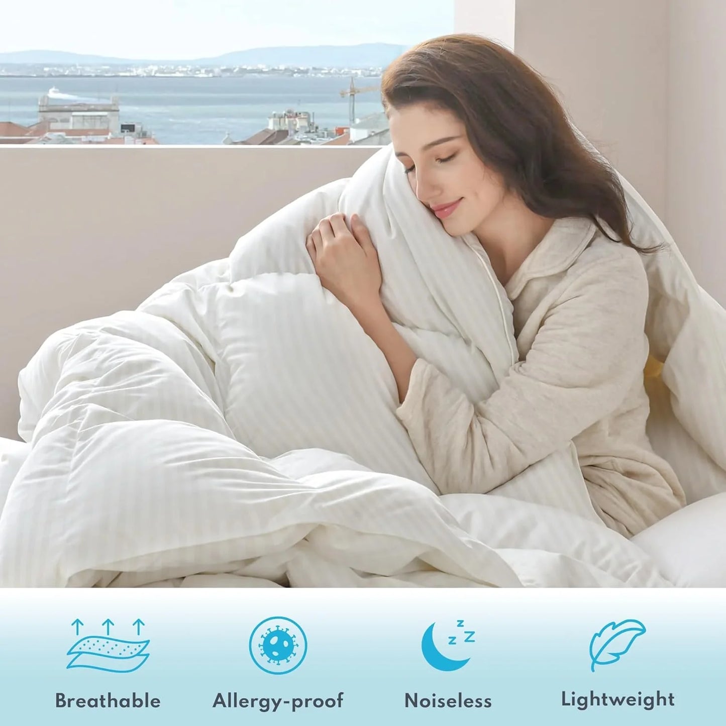 Down Fiber King Size Quilt Medium Warmth, 750+ Fill Power Premium Quilt