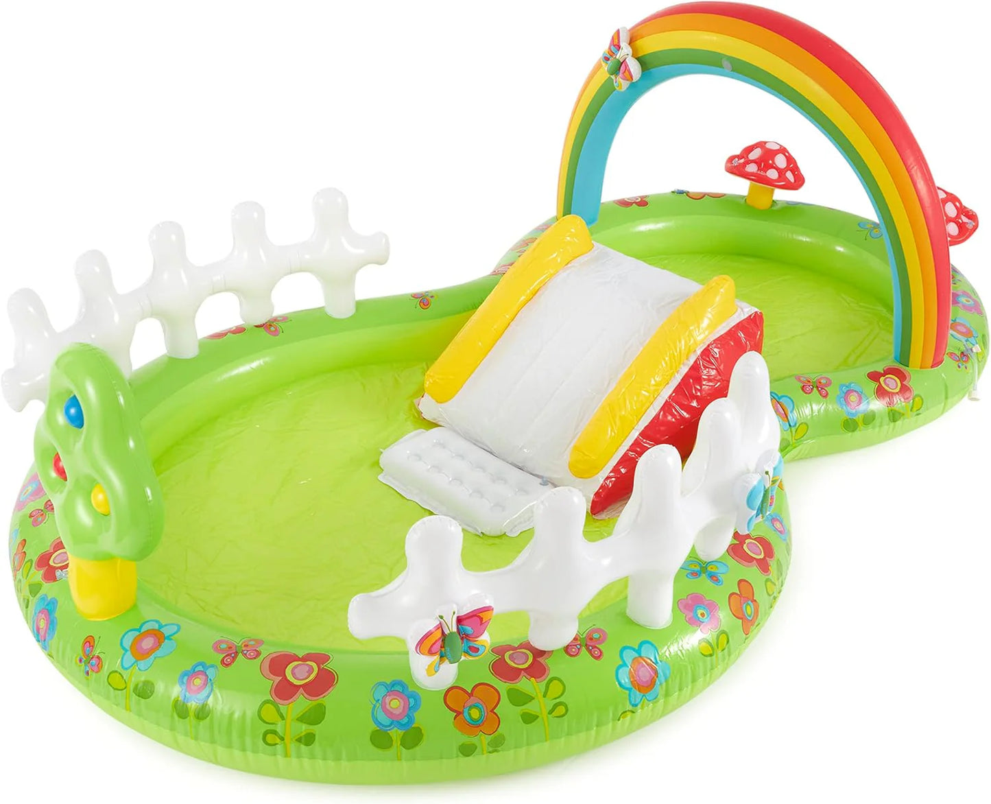 Intex 96" x 78" x 28" Inflatable Jungle Adventure Play Center Spray Kiddie Pool - Backyard Kids Water Slide, Outdoor Blow-Up Splash Pad for Toddlers