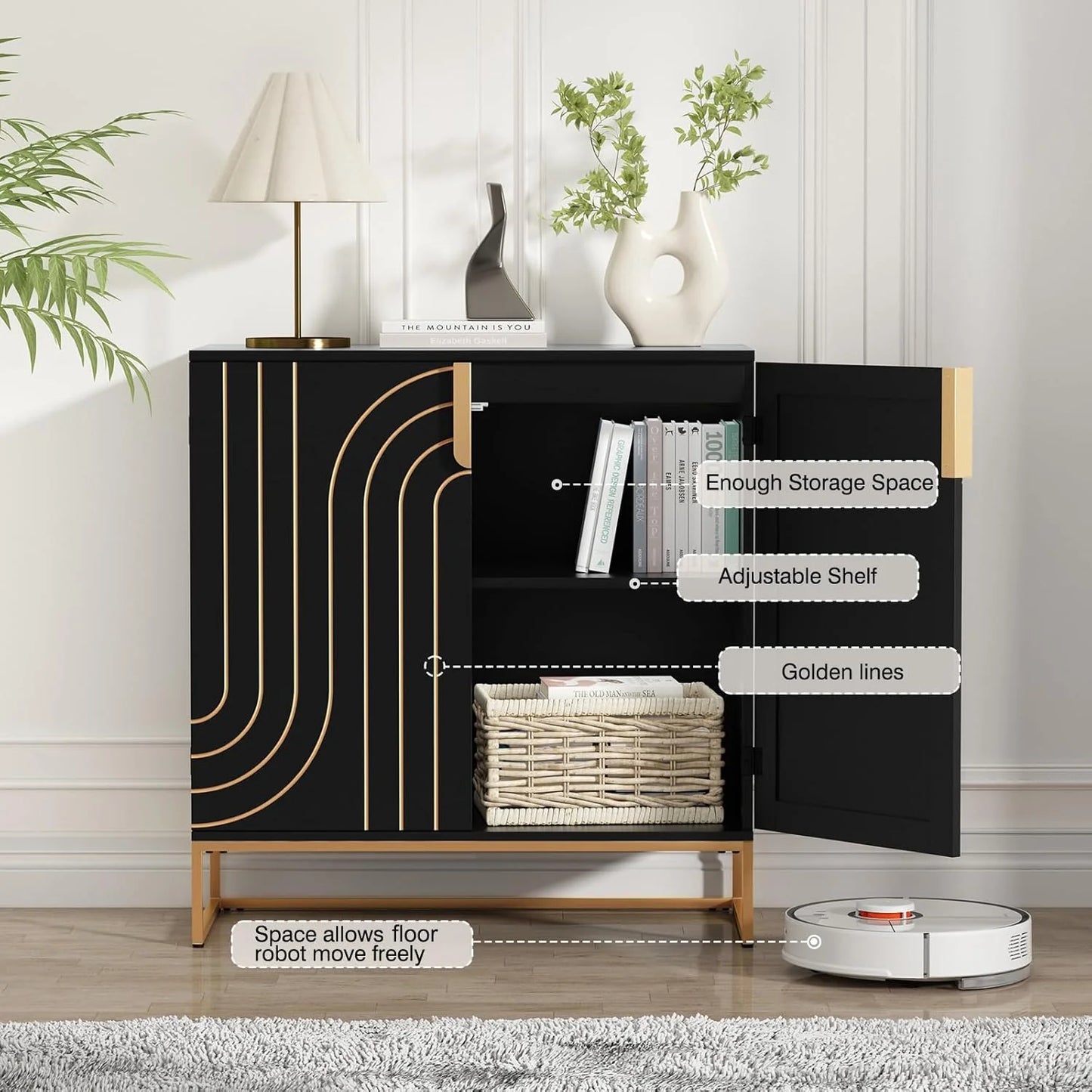 Accent Wood Grain Cabinet with 2 Doors