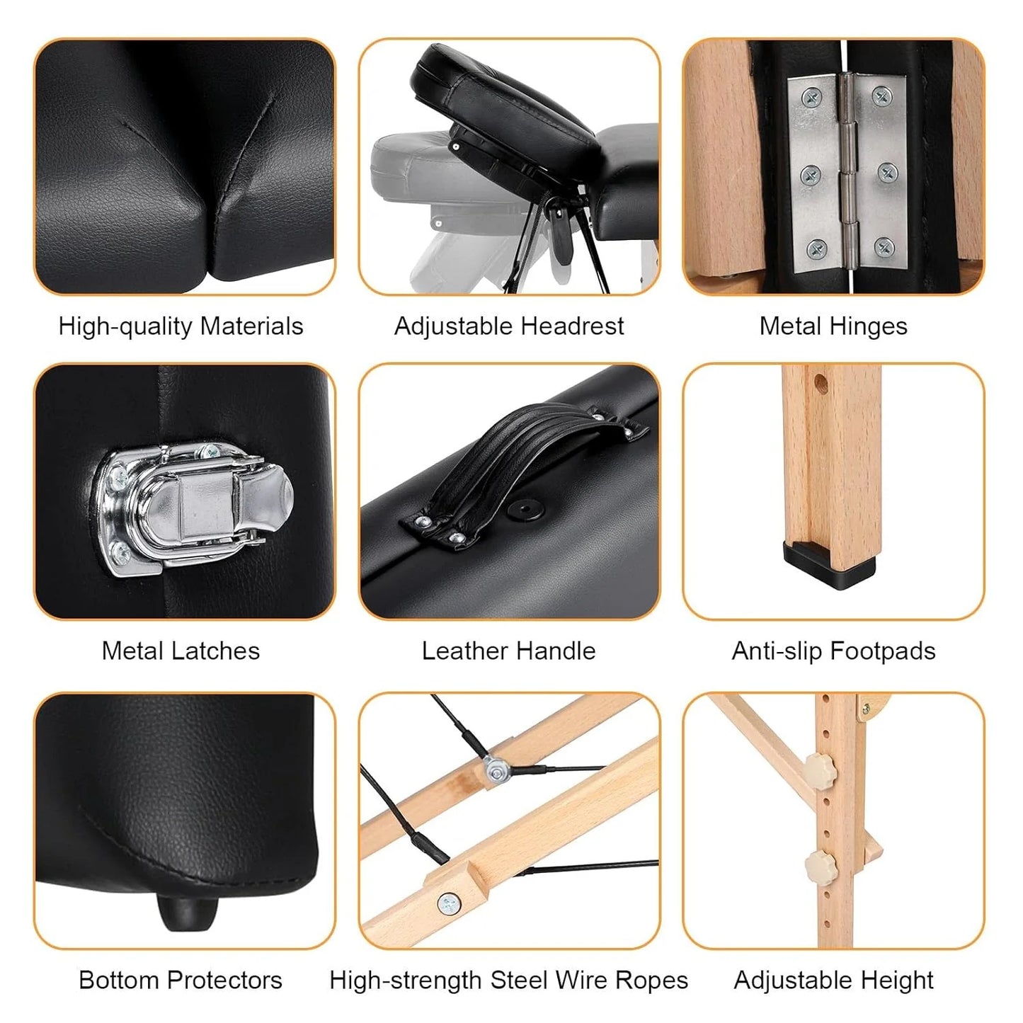 Yaheetech Massage Table Portable Lash Beds Spa Bed Massage Couch Foldable Spa Tables Adjustable 2 Fold with Non-Woven Bag 24 inch, Black