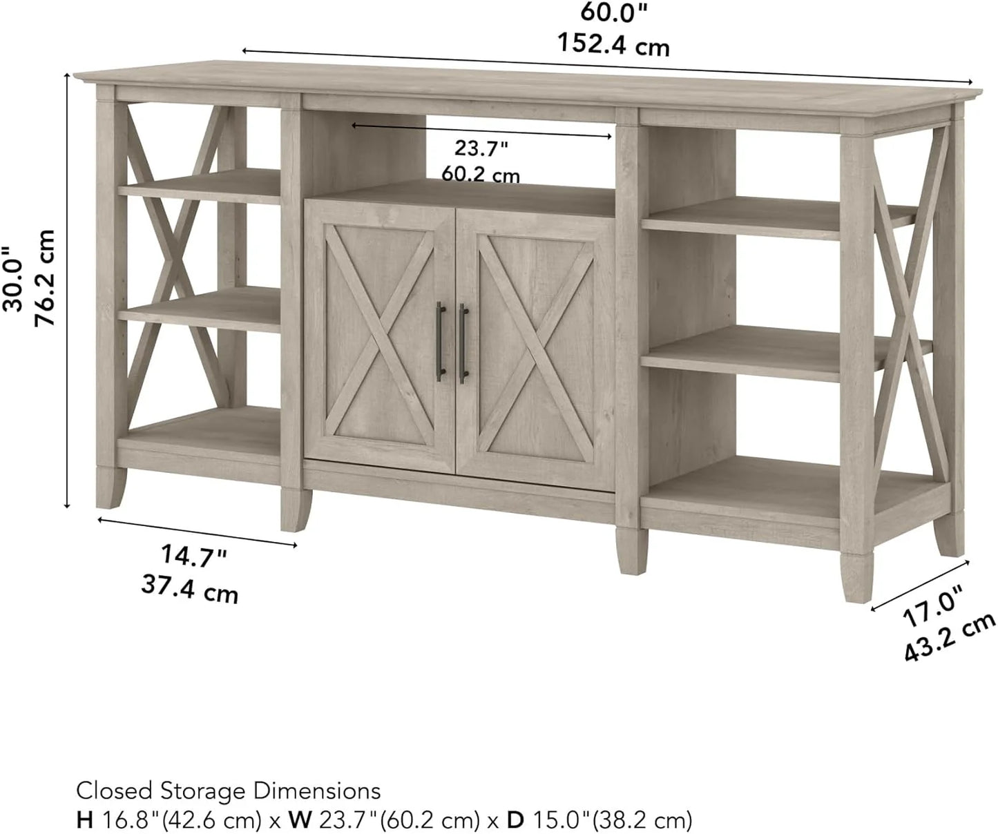 Key West Tall TV Stand for 65 Inch TV in Pure White Oak