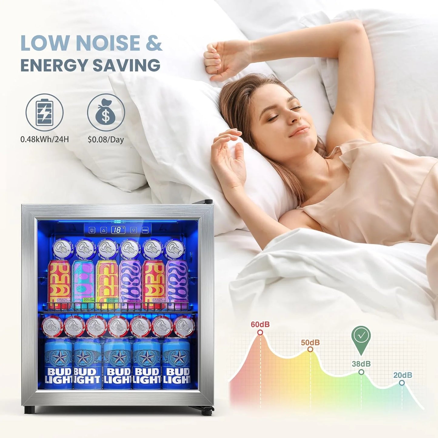 Beverage Refrigerator Cooler-120 Cans Freestanding Mini Fridge Cooler with Glass Door, Adjustable Shelves & Digital Temperature Display for Soda, Wine or Beer (Black, 3.2 Cu.Ft)