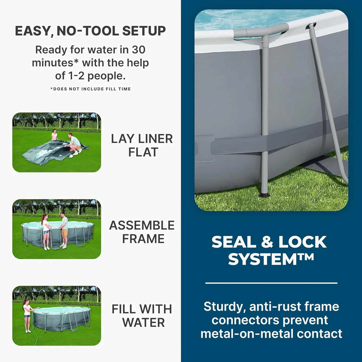 Power Steel 14' x 8'2" x 39.5" Oval Above Ground Pool Set | Includes 530gal Filter Pump, Ladder, ChemConnect Dispener