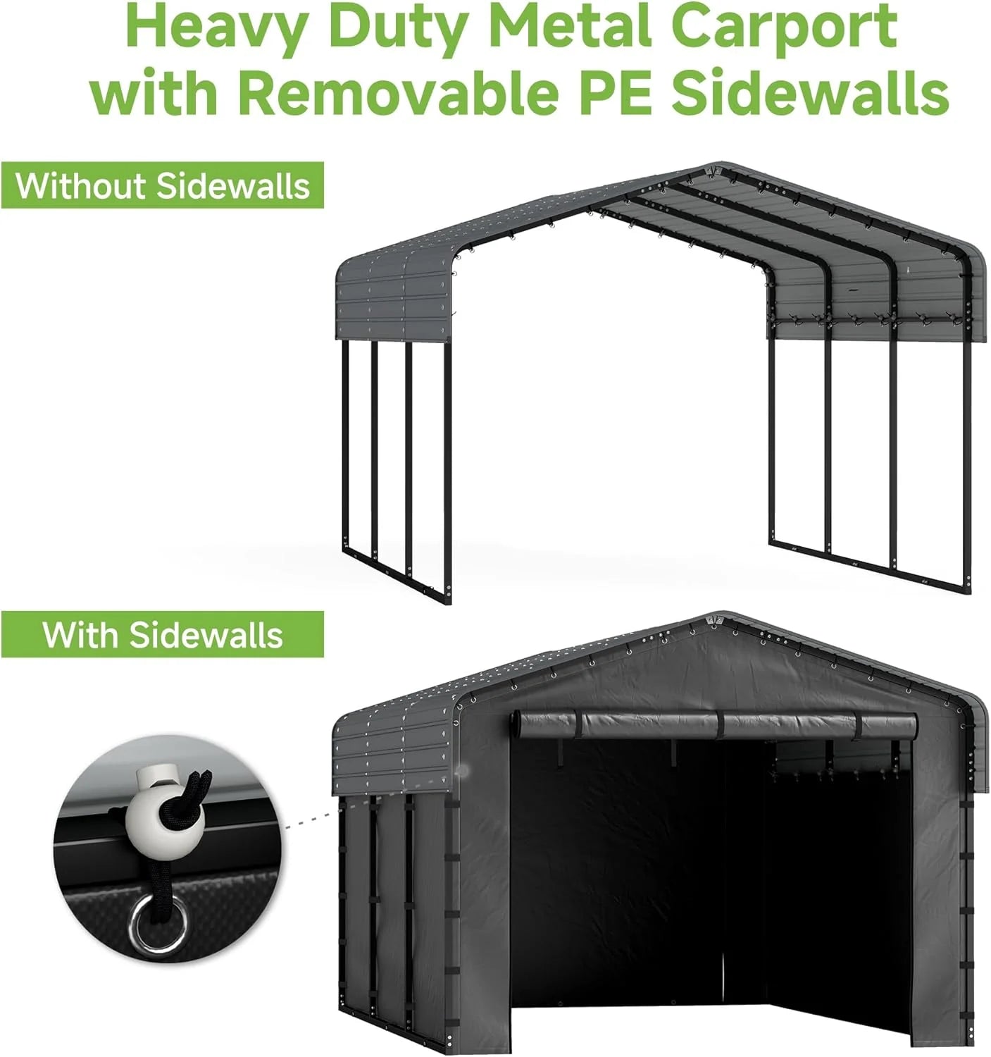 10'x15' Heavy Duty Metal Carport, Outdoor Garage Car Shelter Shade with Heavier Frame