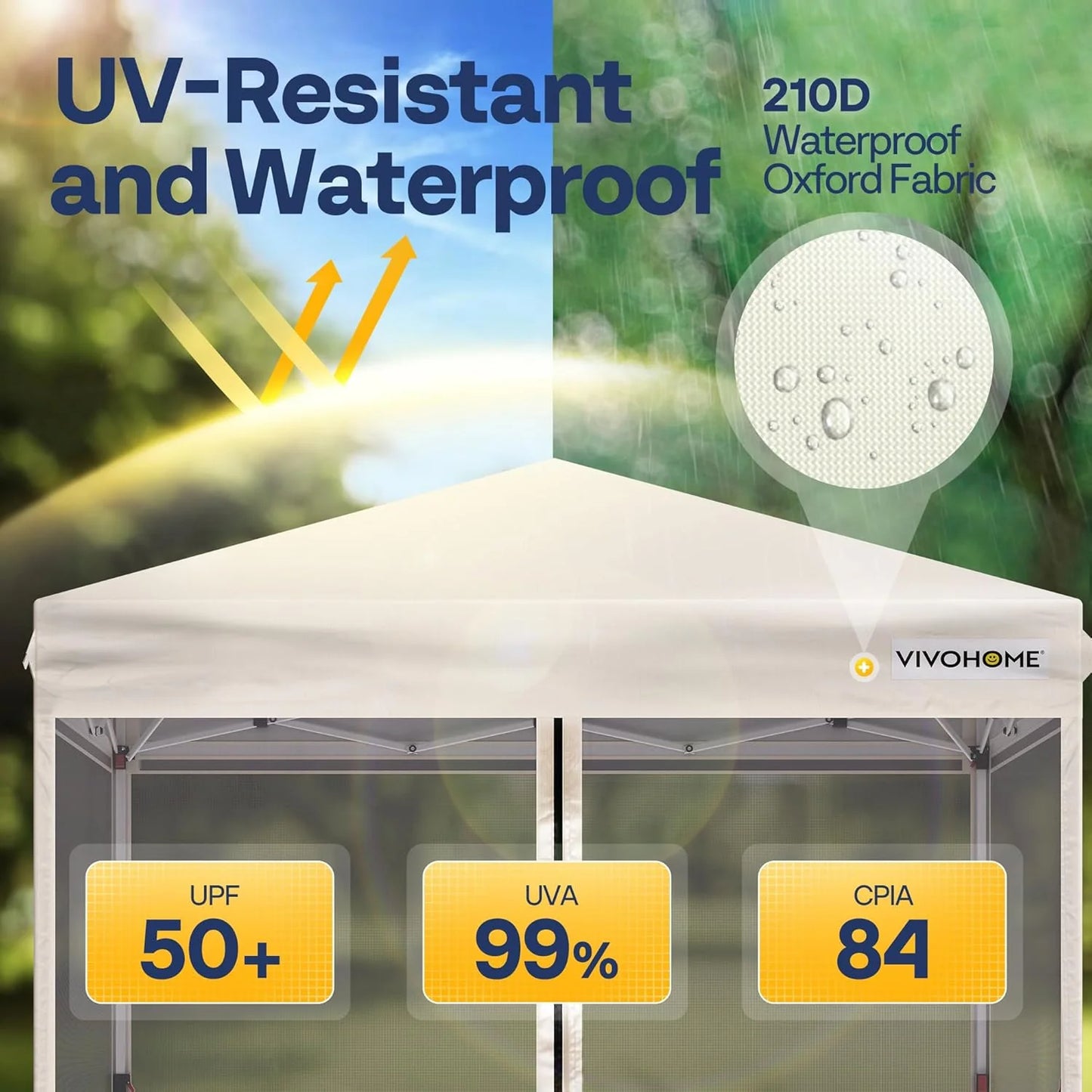 10x10ft Easy Pop-Up Canopy, Outdoor Screen Tent with Mosquito Netting, 2 Zipper Doors, and Roller Bag for Yard Camping Picnic Party Events, Beige