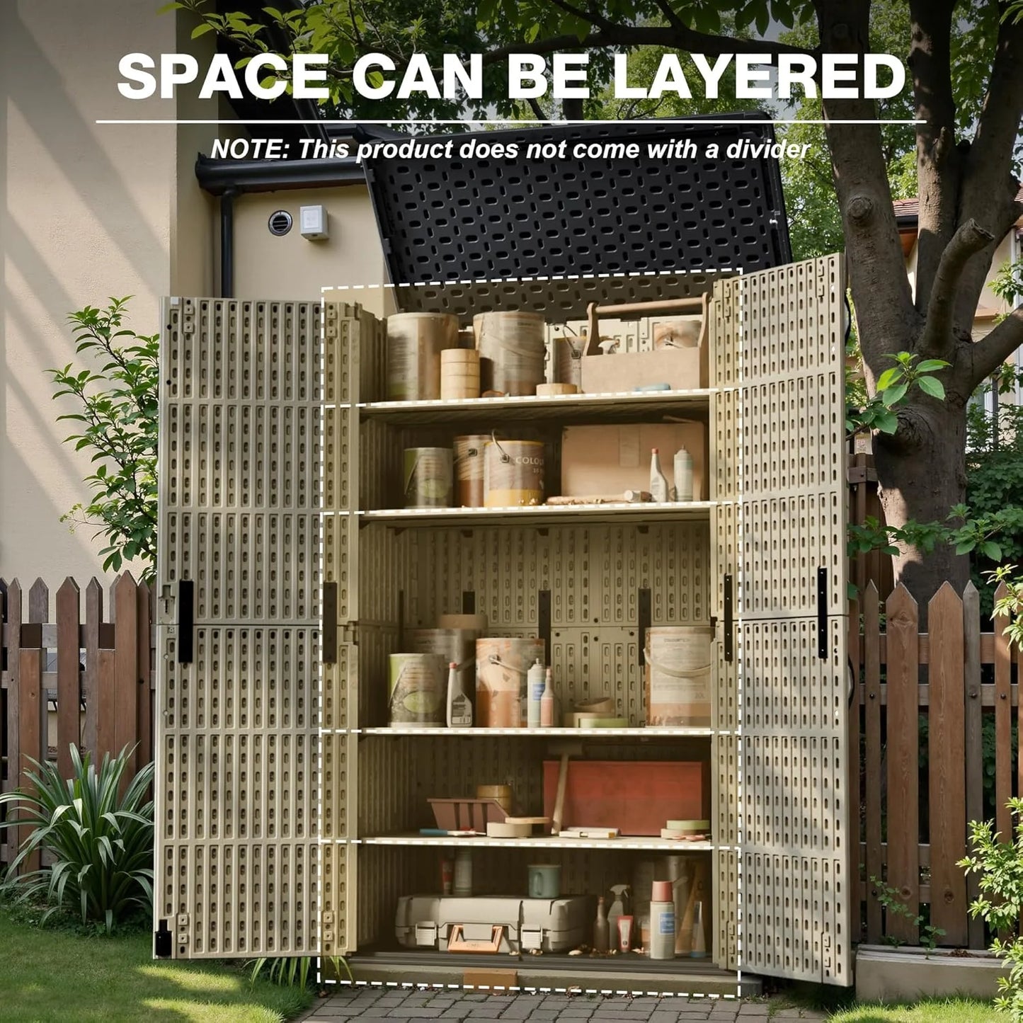 Greesum Outdoor Horizontal Storage Shed 27 Cu.ft Resin Large Storage Box for Garden, Patio, Backyard