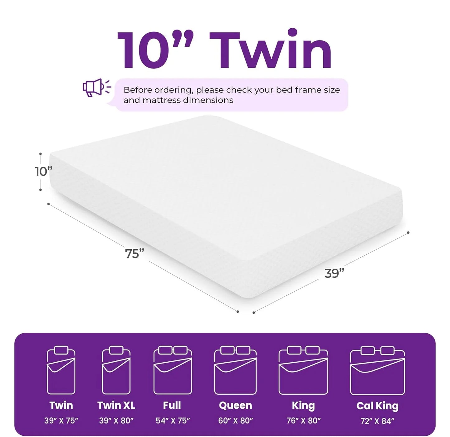 GAESTE 8-inch Fully Cooling Gel Memory Foam Mattress Mattress-in-a-Box