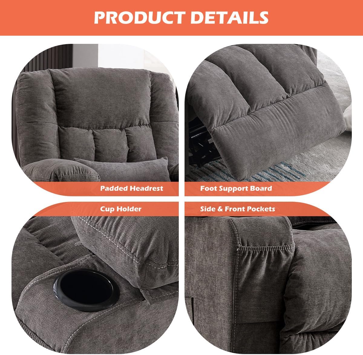 Recliner Loveseat with Cup Holders for Living Room