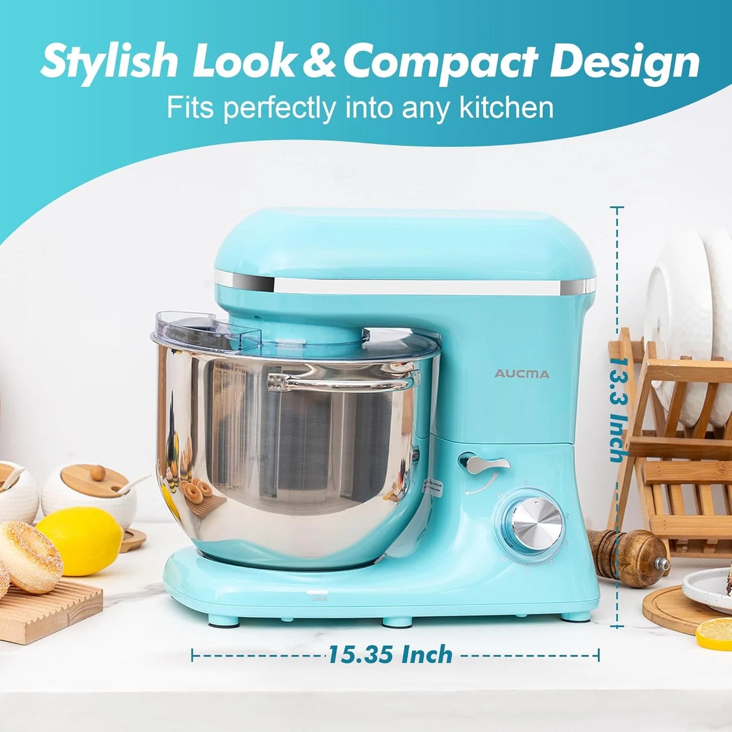 Aucma Stand Mixer,6.5-QT 660W 6-Speed Tilt-Head Food Mixer, Kitchen Electric Mixer with Dough Hook