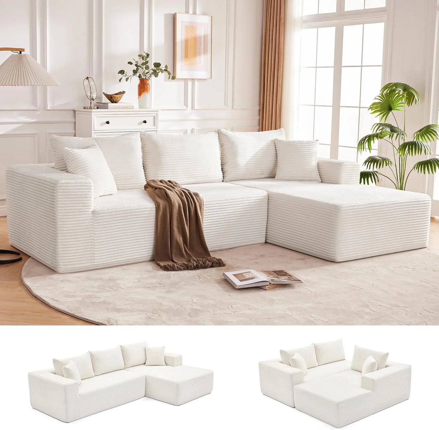 110-inch cloud sofa, boneless sofa in the living room, modular sofa with deep seats