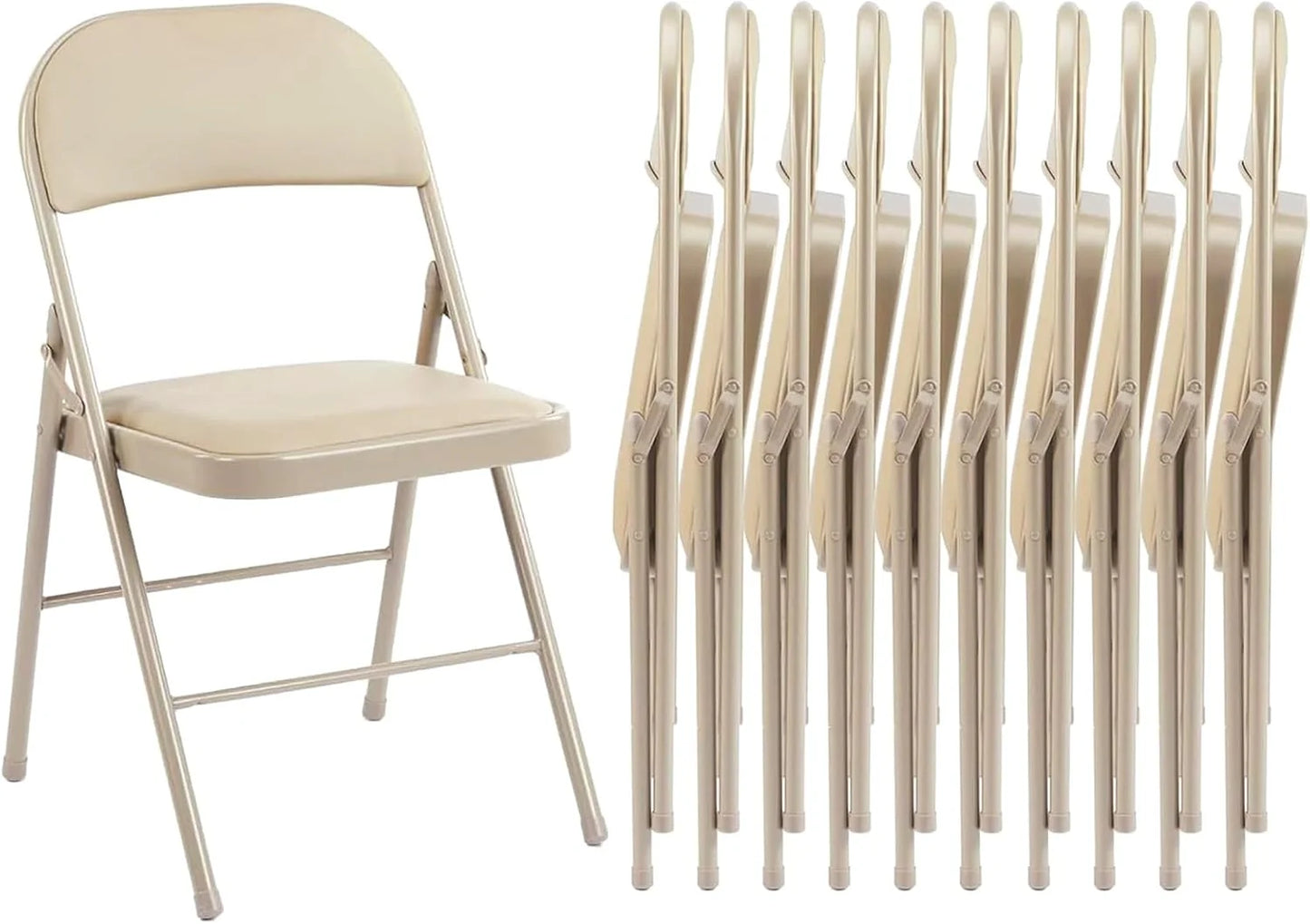 Sweetcrispy Folding Chair 12 Pack, Leather Padded Folding Chairs, Sturdy Metal Foldable Chairs