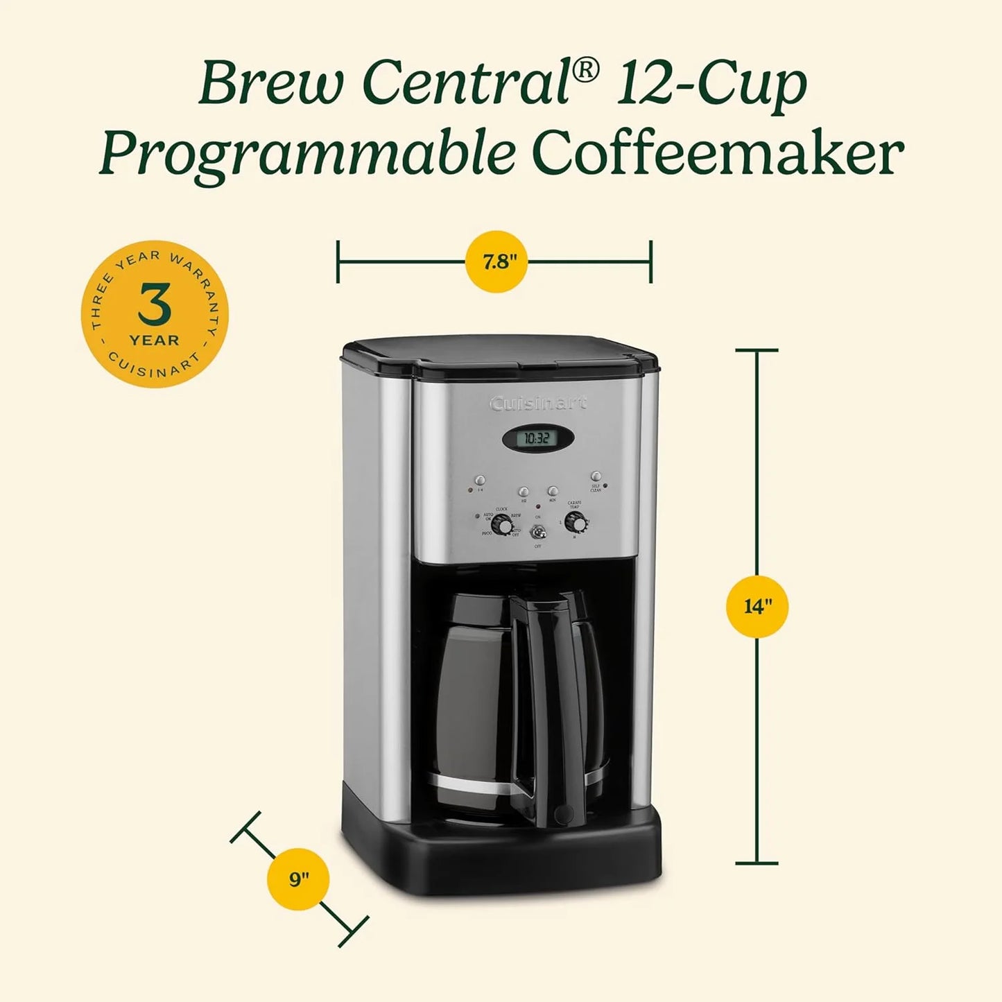 DCC-1200P1 12-Cup Programmable Coffeemaker Coffee Maker, Carafe