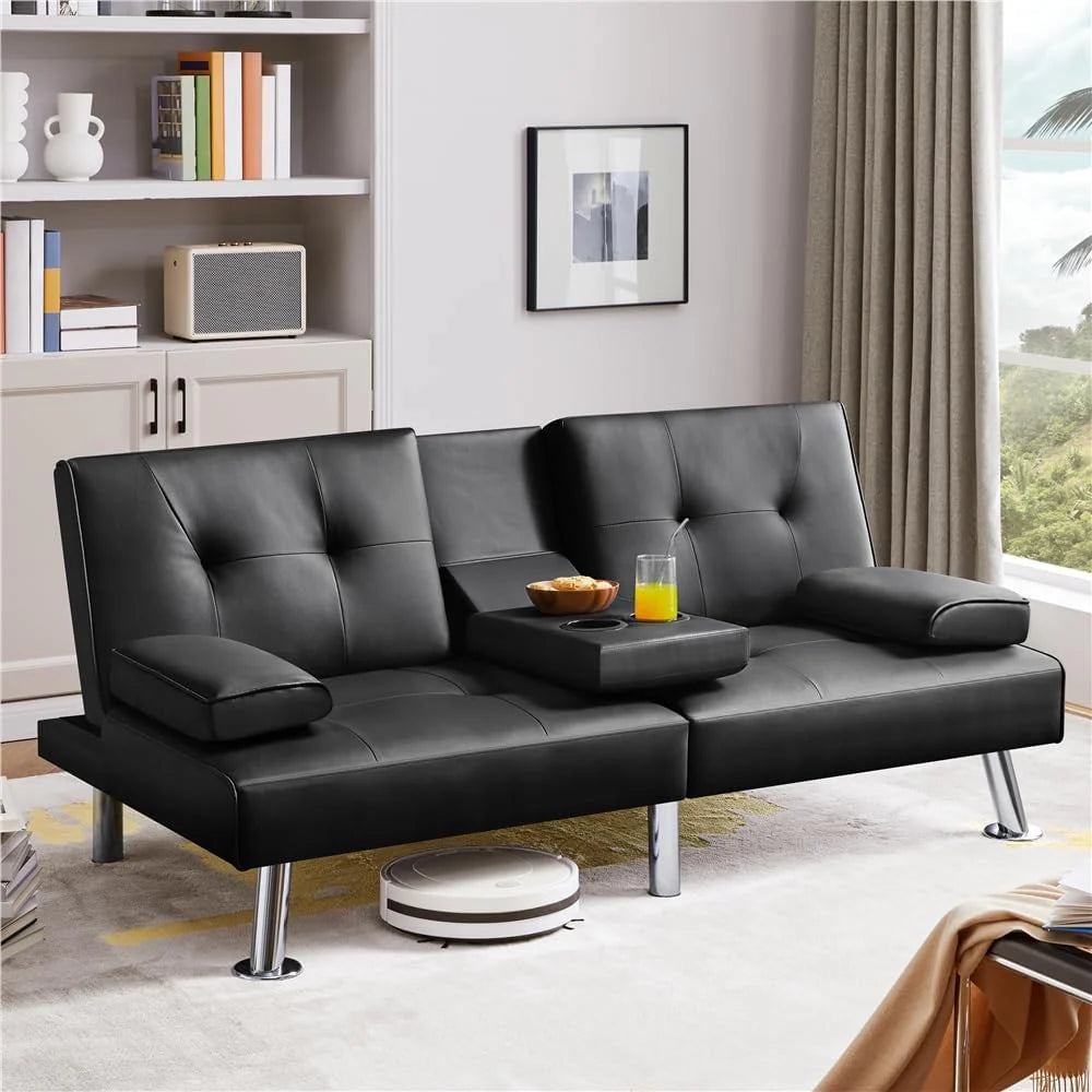 Convertible Sofa Bed Modern Imitation Leather Home Recliner Flip Double Sofa Folding Sofa Bed Guest Bed