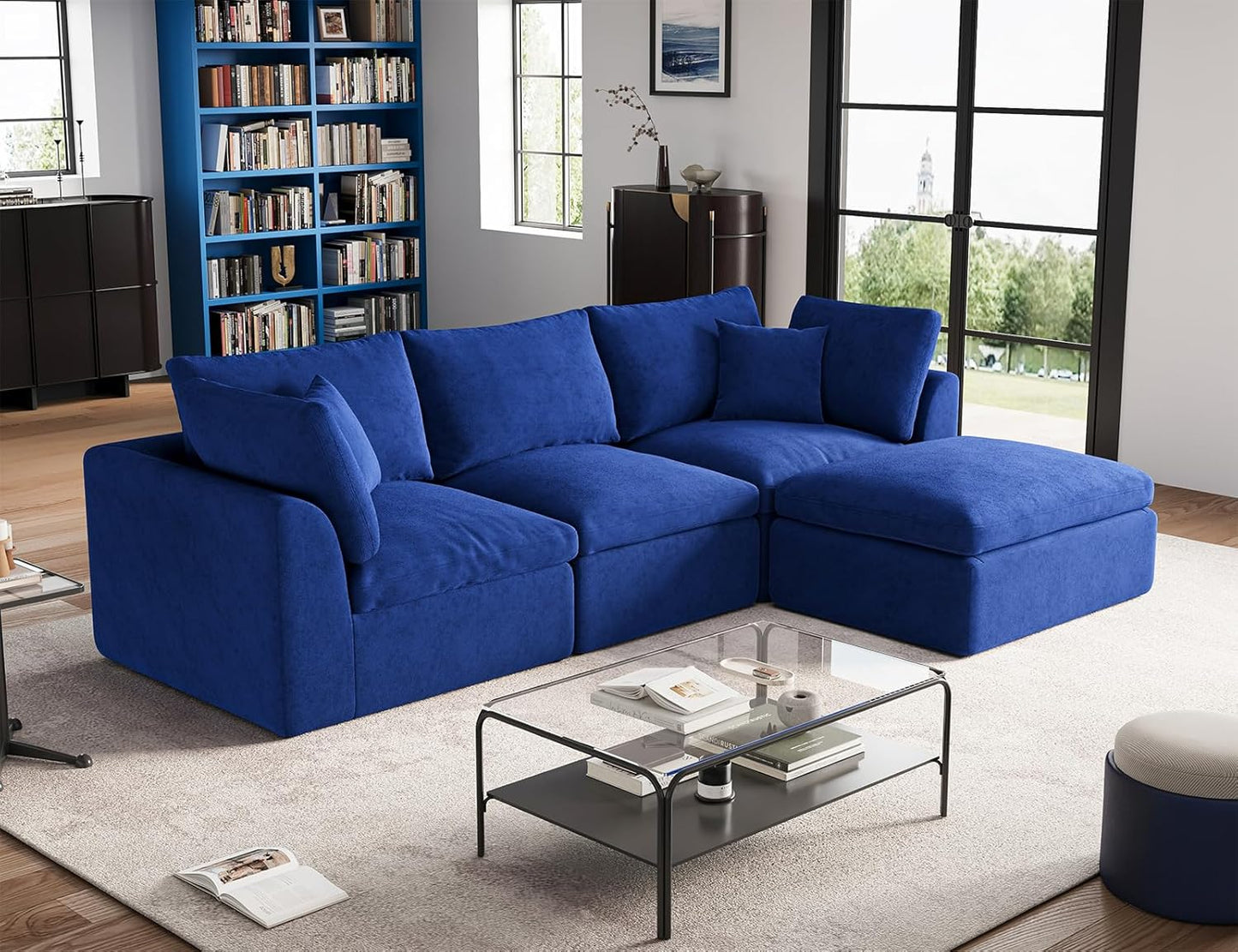 110 inch cloud sectional sofa for living room, convertible L-shaped sofa 3 seater sectional sofa