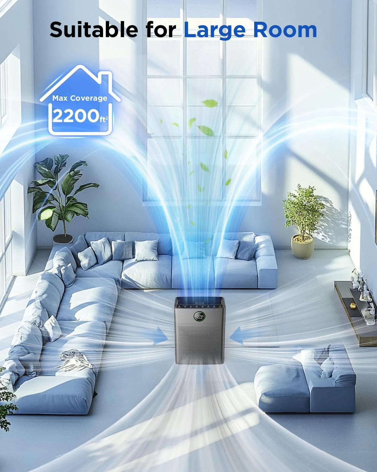 Air Purifiers for Home Large Room up to 2200sq.ft, MOOKA Air purifier for Home Pets with Washable Filter