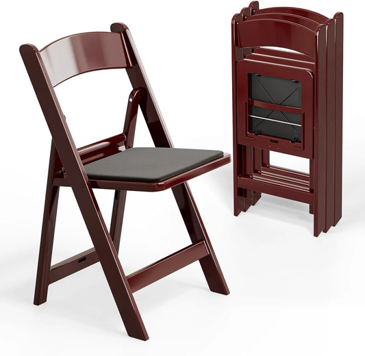 VINGLI Resin Folding Chair with Cushion Foldable Plastic Chair with Comfortable Cushioned Seat