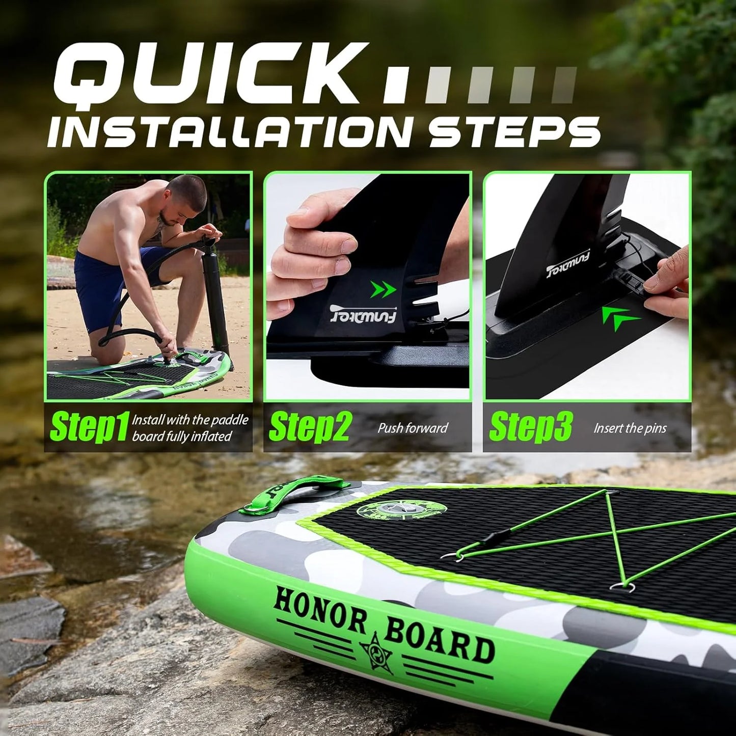 FunWater Inflatable Stand Up Paddle Board with Premium SUP Paddle Accessories, Non-Slip EVA Deck, 11'/10'6' Paddle