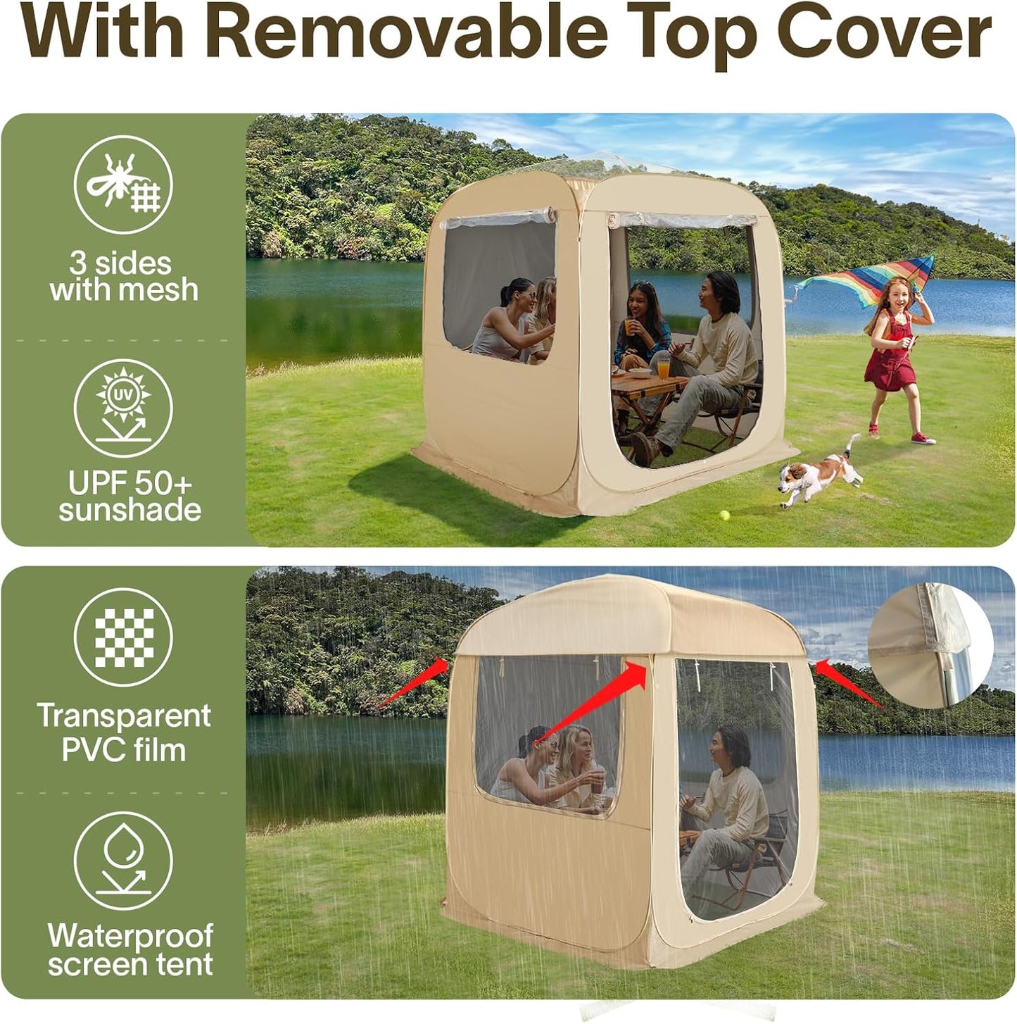 Pop Up Screen House Gazebo Tent with Mosquito Netting Sides