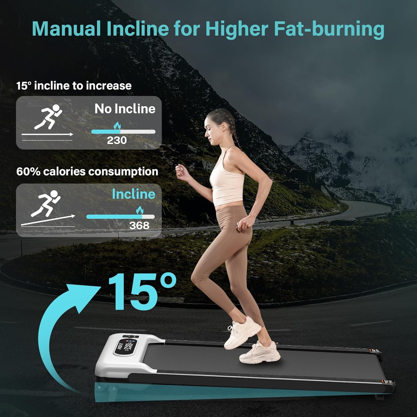 2.5 HP Portable Treadmill with Inclined Walking Pad, Panel and Remote, 4-in-1 Walking Treadmill, 265 lb Capacity