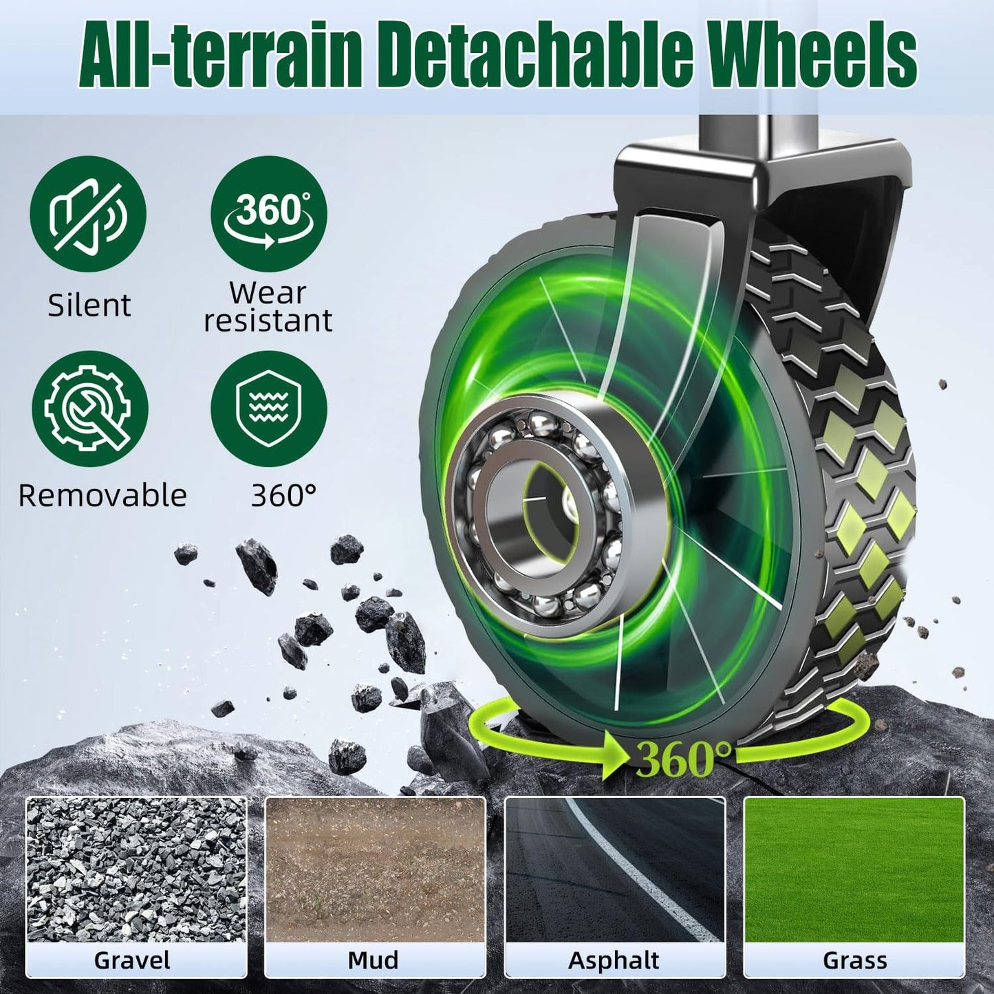 Foldable 4-wheel cart, foldable, 37 inches long, 480 lb capacity, heavy-duty beach cart, shopping cart with wheels