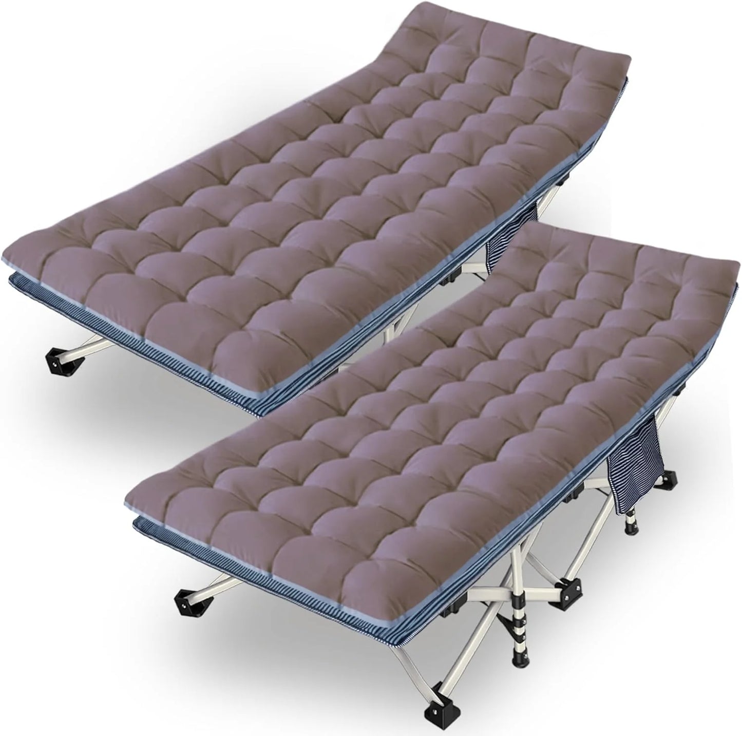 2-Pack Camping Cots with Mattress Comfortable Folding Bed Heavy Duty Baby Cot