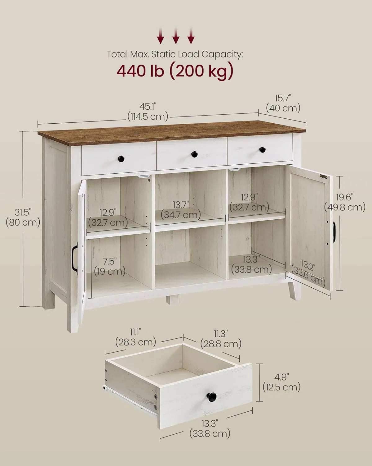 Storage Cabinet Buffet Cabinet with Adjustable Shelves
