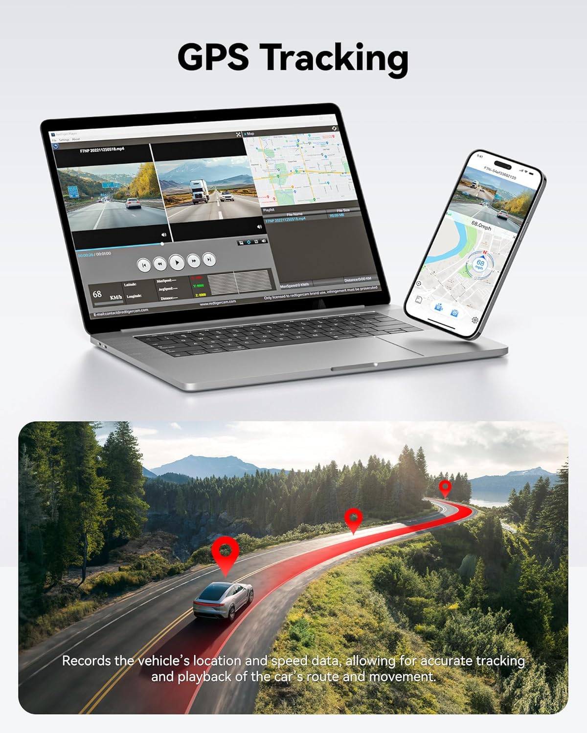 Dash Cam Front Rear, 4K/2.5K Full HD Dash Camera for Cars, Included 32GB Card, Built-in Wi-Fi GPS, 3.16” IPS Screen, Night Vision, 170°Wide Angle, WDR, 24H Parking Mode(F7NP)