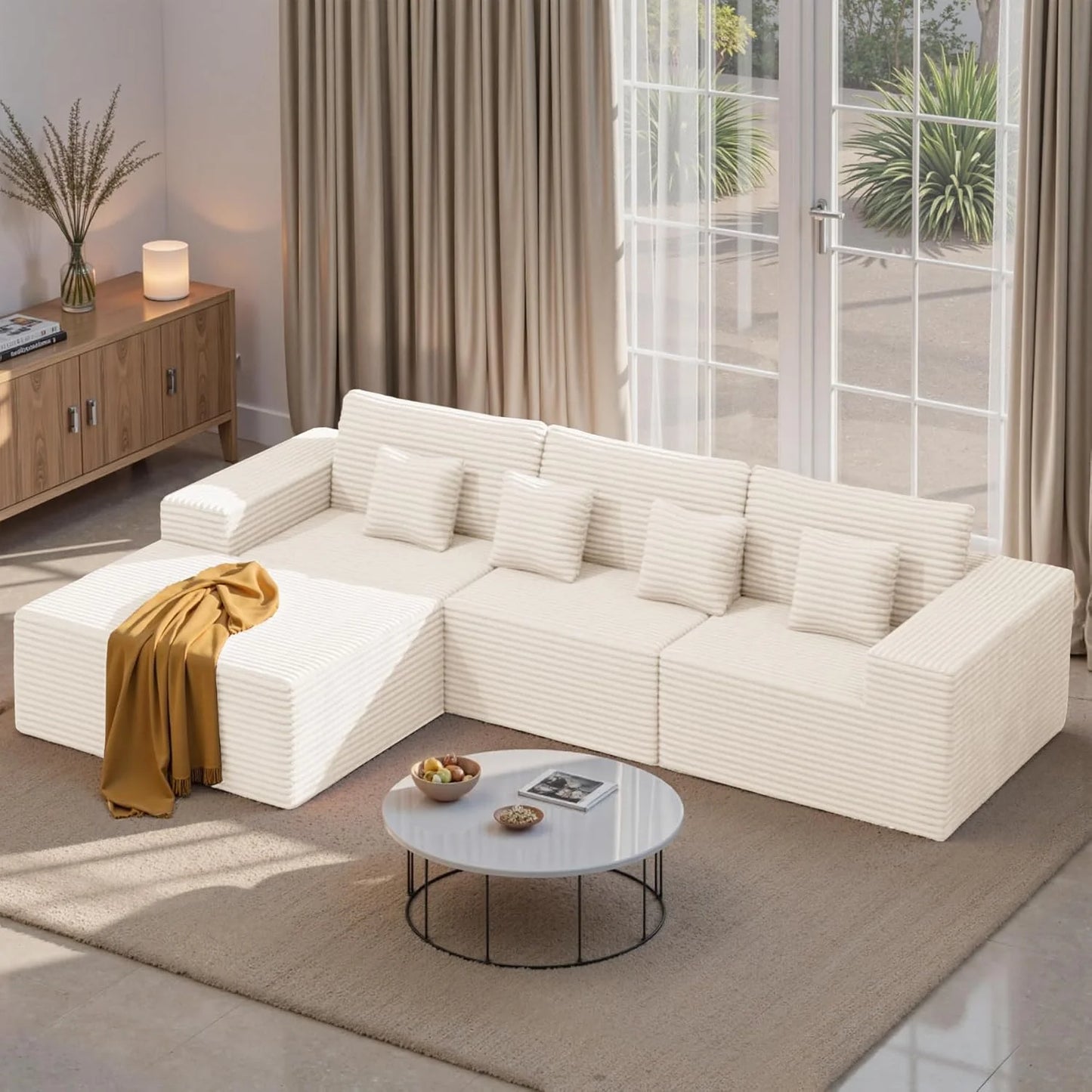 111‘’ Modular Sectional Cloud Couches with L Shaped Chaise