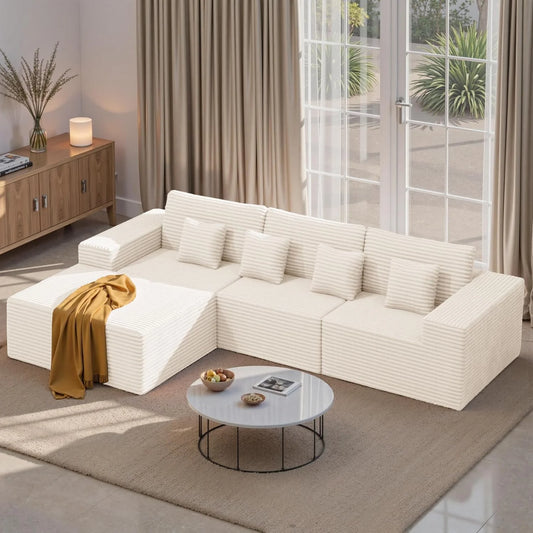 111‘’ Modular Sectional Cloud Couches with L Shaped Chaise
