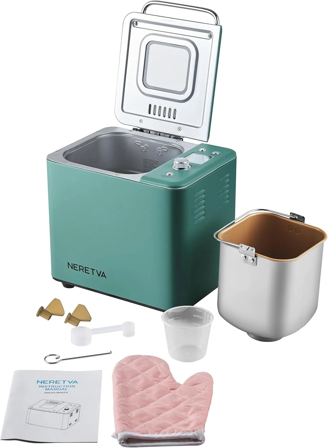 Neretva Bread Maker, 20-in-1 2LB Bread Maker Dual Heater Bread Maker Automatic with Non-Stick Ceramic Pan