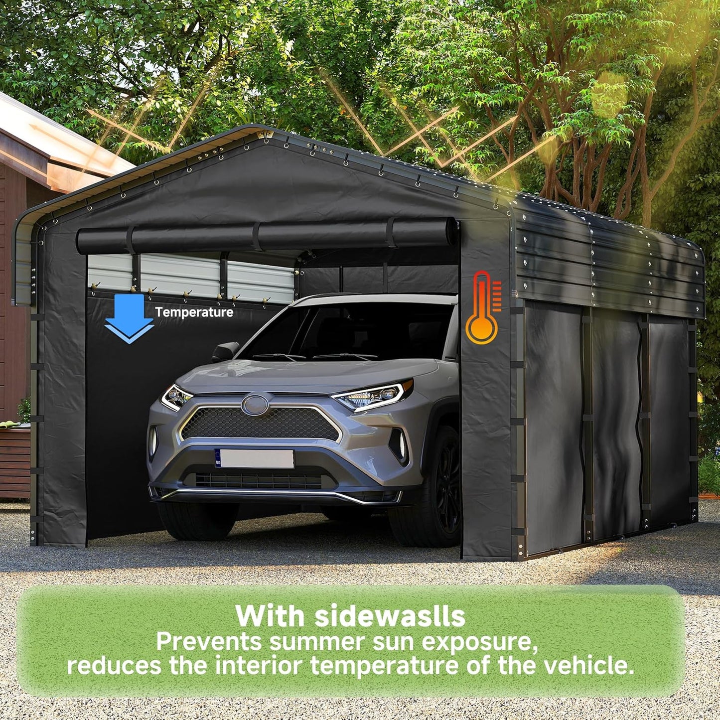 10'x15' Heavy Duty Metal Carport, Outdoor Garage Car Shelter Shade with Heavier Frame