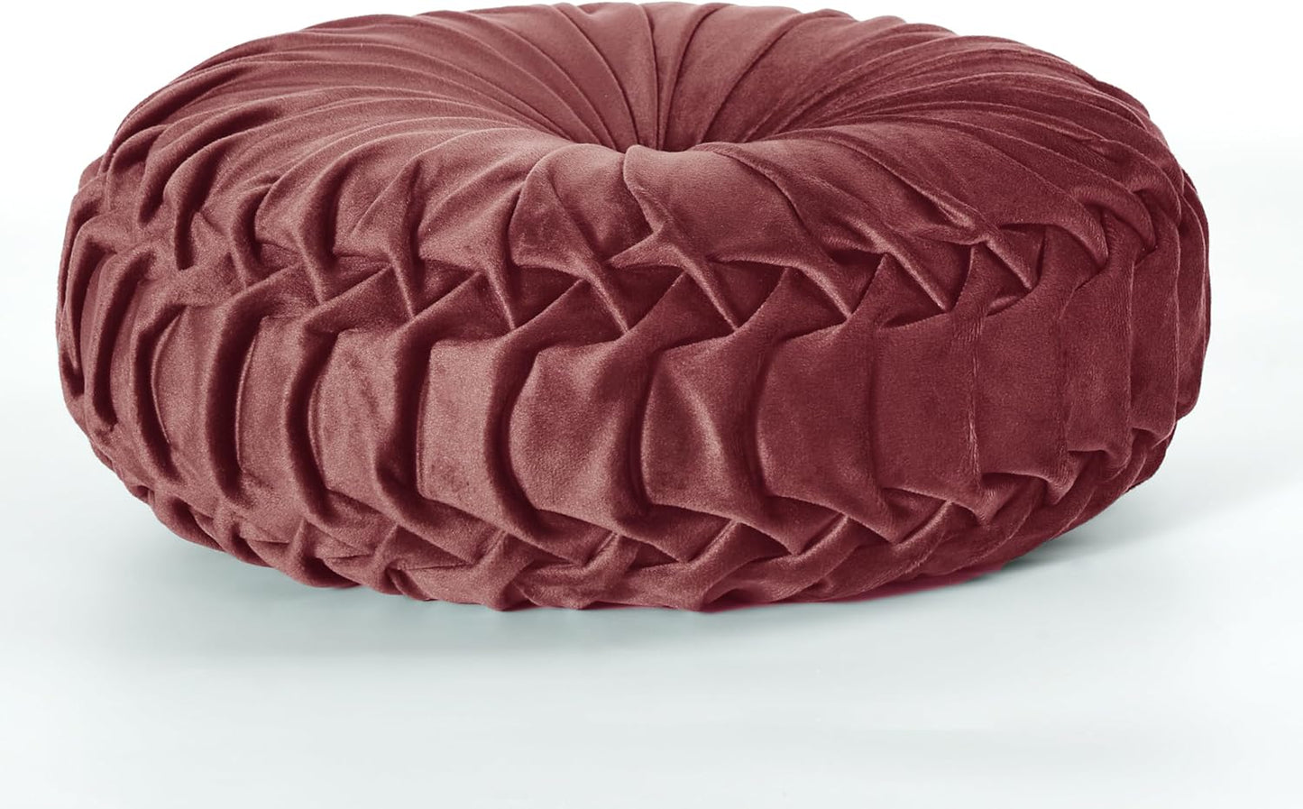 Set of 2 Decorative Round Pleated Throw Pillows