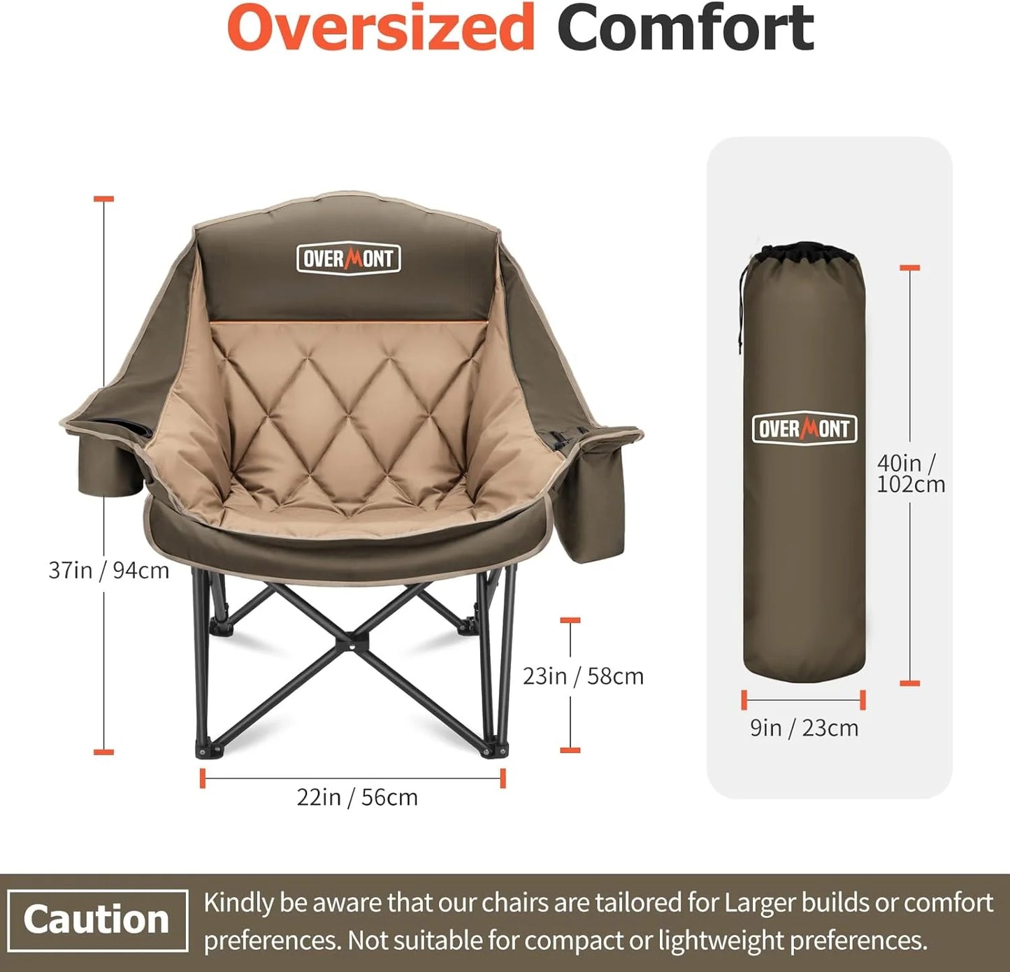 Extra Large Double Camping Chair - 2 Person Comfortable Sofa Chair Adult Loveseat - Heavy Duty Lawn Chair