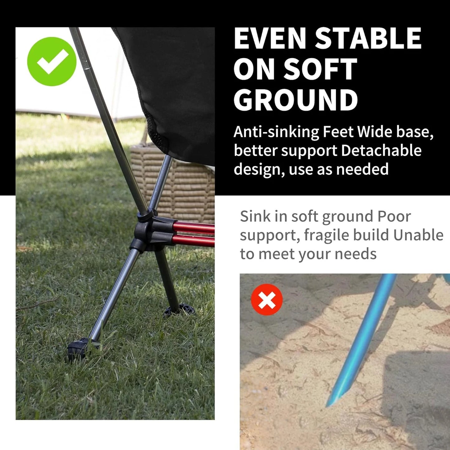 Ultralight Camping Chair 2.12 lbs Portable Backpacking Chair Folding Hiking Chair