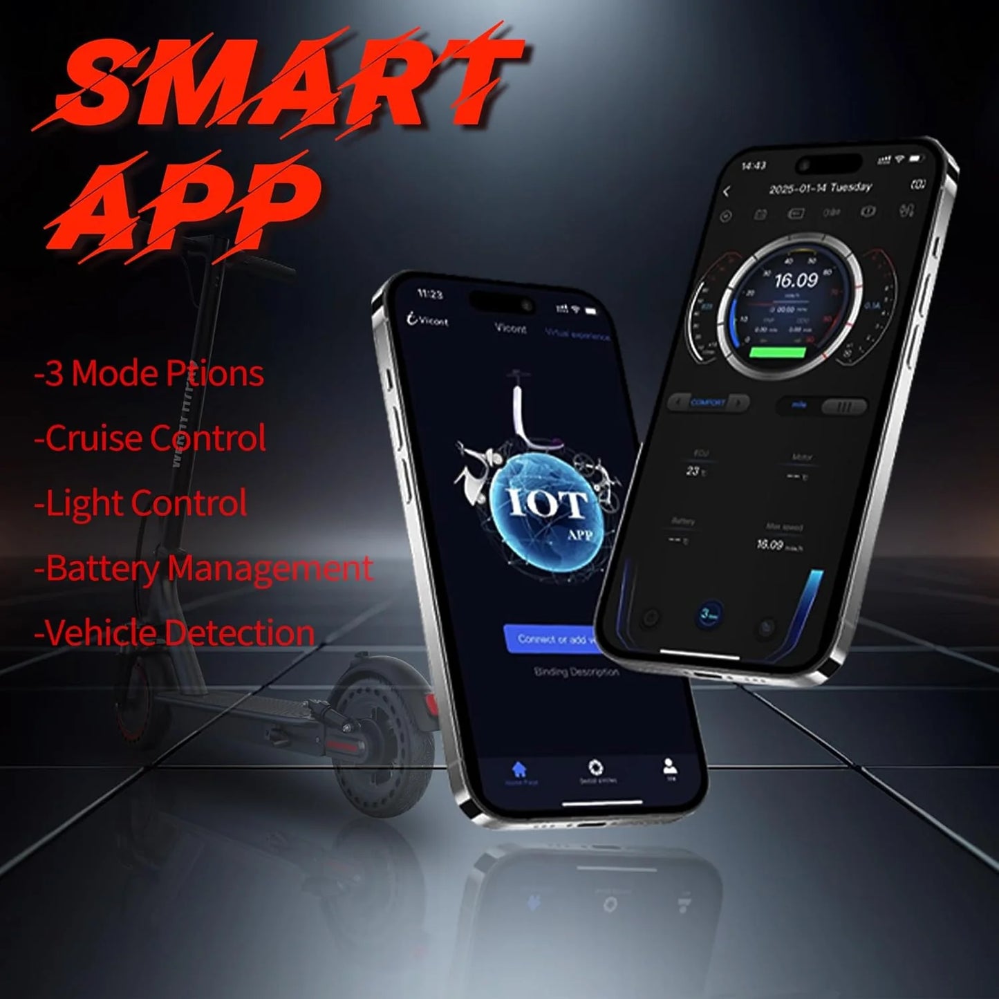 Electric Scooter, 350W/500W Motor, Top Speed 19/22 mph, Max 16/23/28Miles Ranges, Foldable E Scooter for Adults