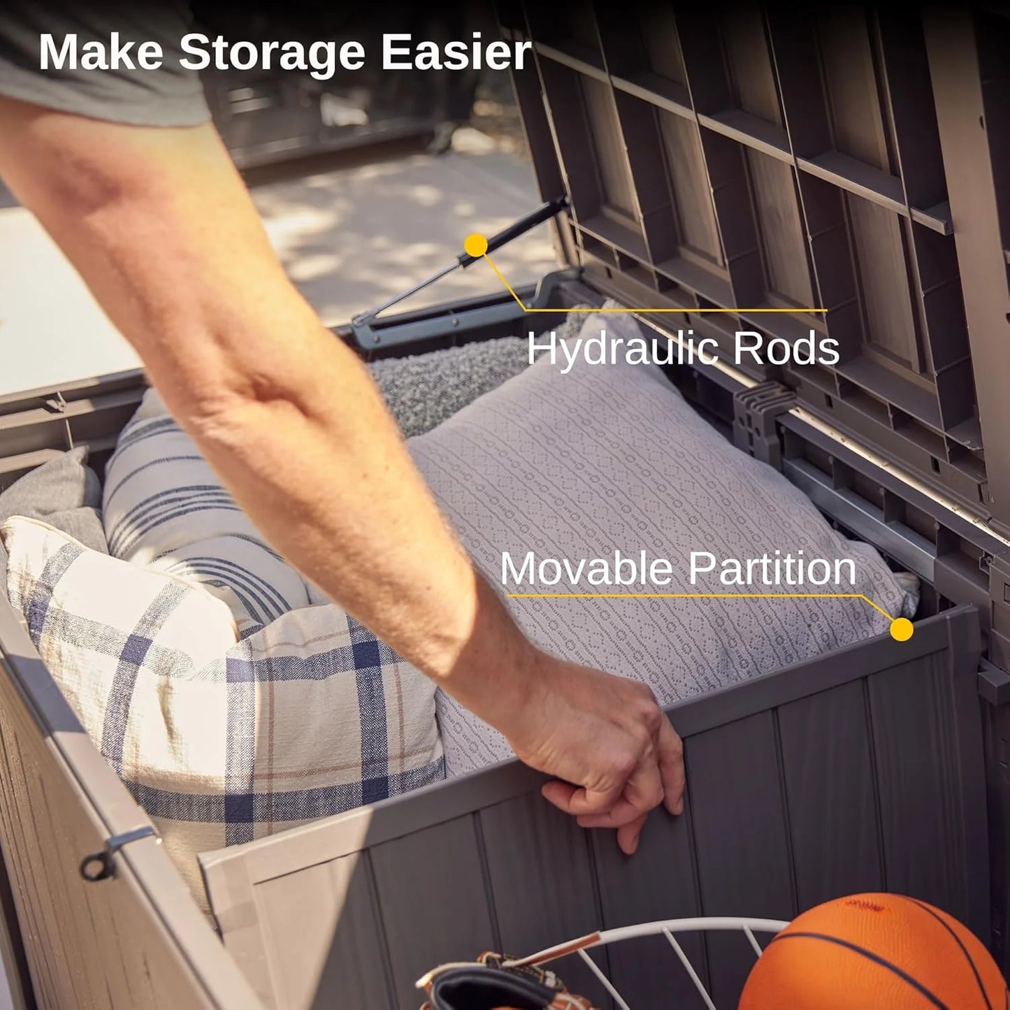 EAST OAK Outdoor Storage Box, 60 Gallon Deck Box Indoor and Outdoor Use, Waterproof Resin Storage Bin