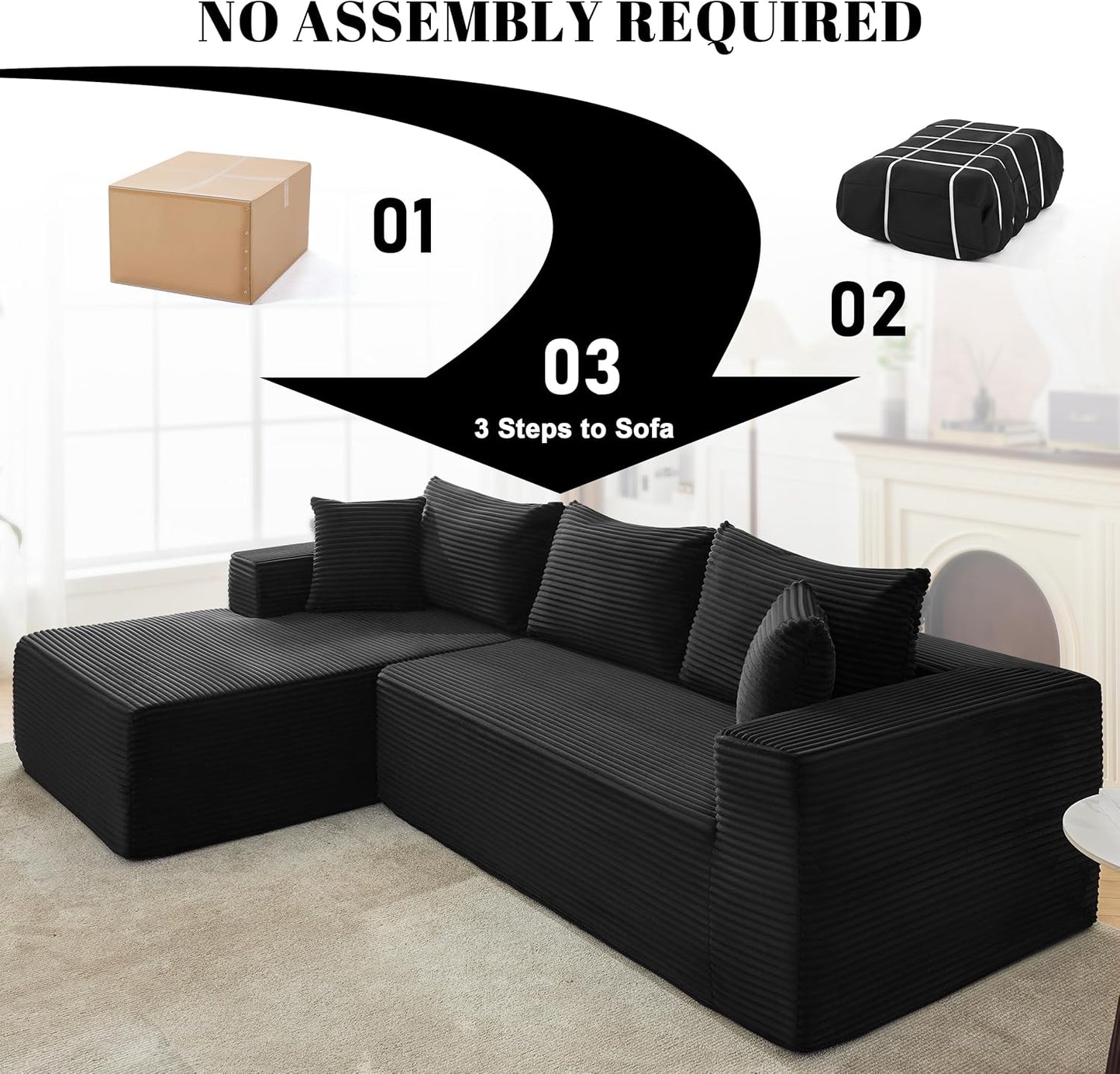 110-inch cloud sofa, boneless sofa in the living room, modular sofa with deep seats