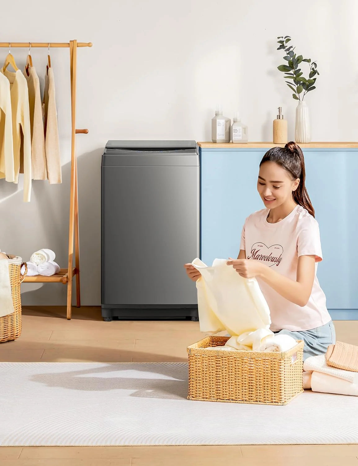 Comfee Portable Washing Machine, 0.9 Cubic Foot, with LED Display and Built-in Drum