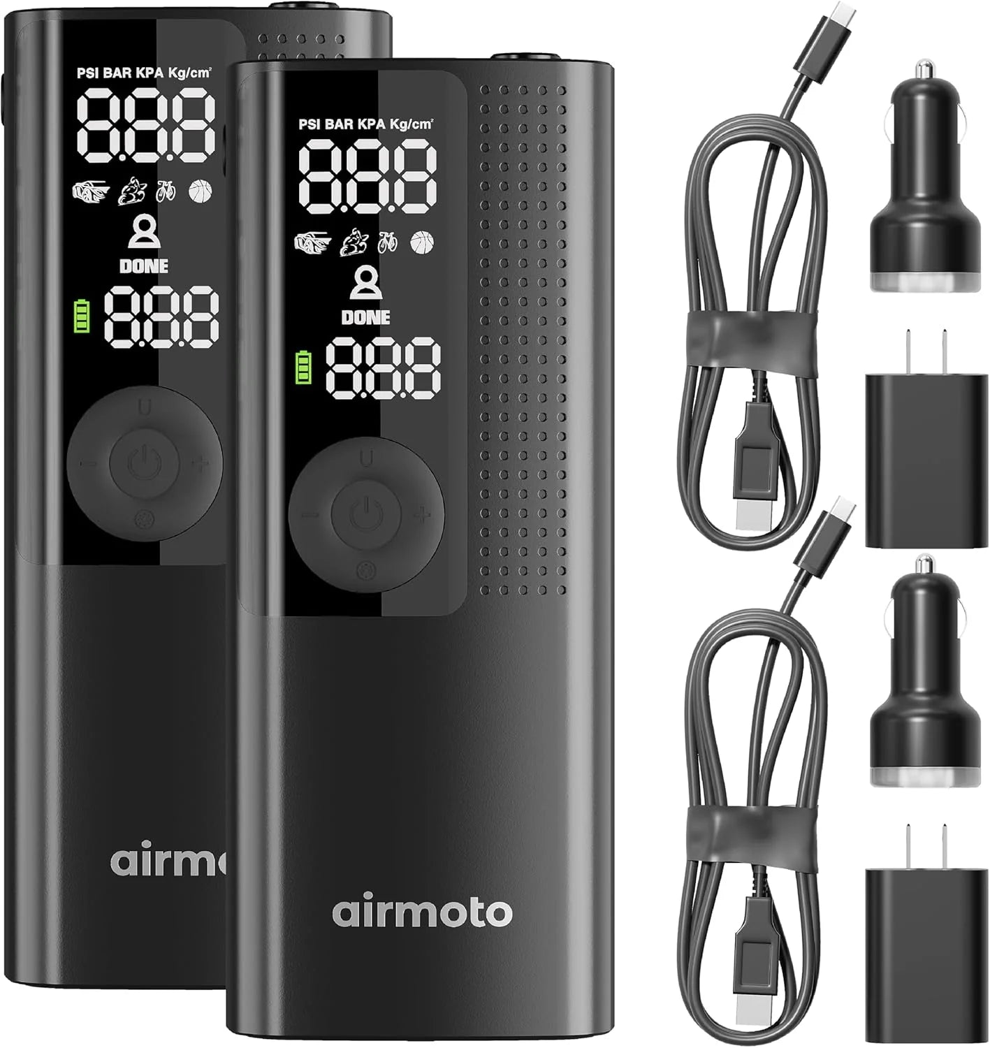 Power Kit Bundle Deal - 2-Pack - Tire Inflation Portable Air Compressor with Power Kit for Charging at Home and on the Road - Cordless Air Pump for Car Tires, Motorcycles, Bicycles