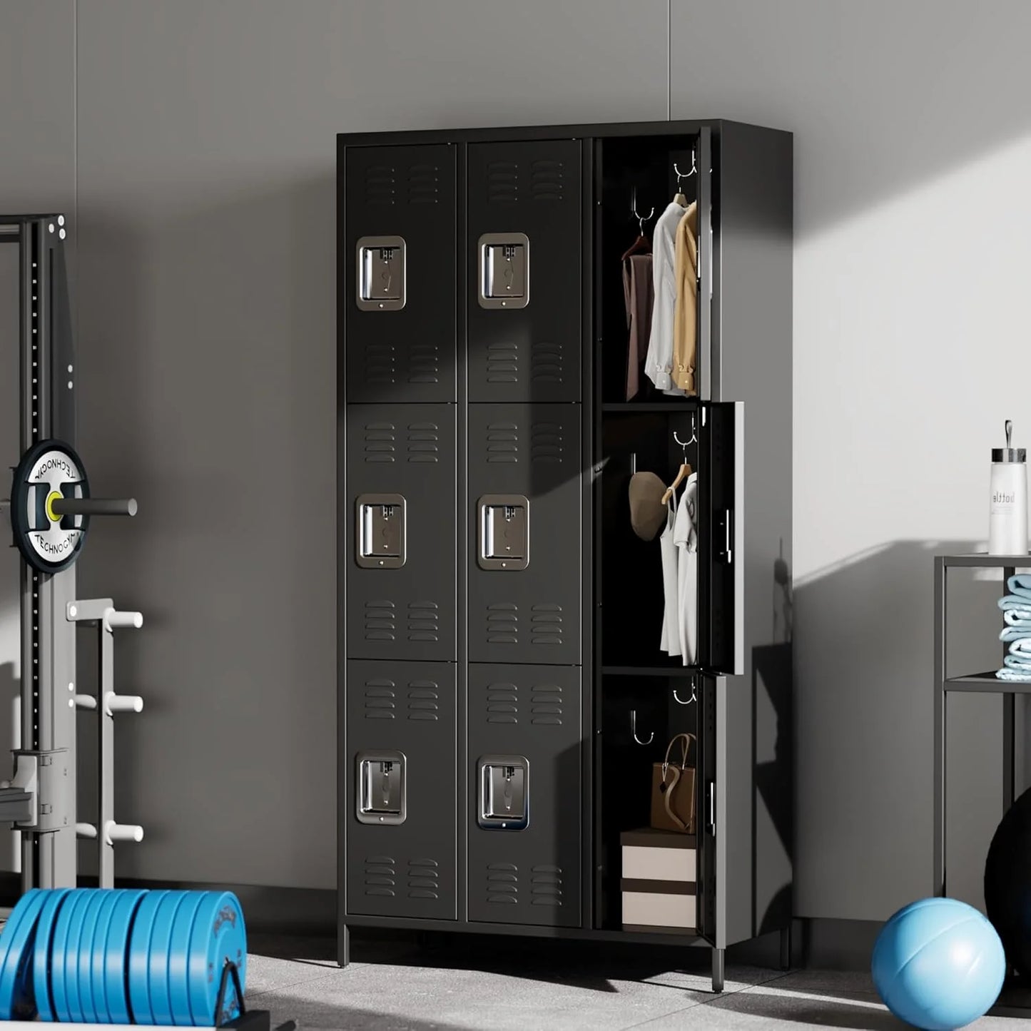 GAOMON Locker for Employees, 6 Doors Locker Cabinet with Hooks, Storage Locker