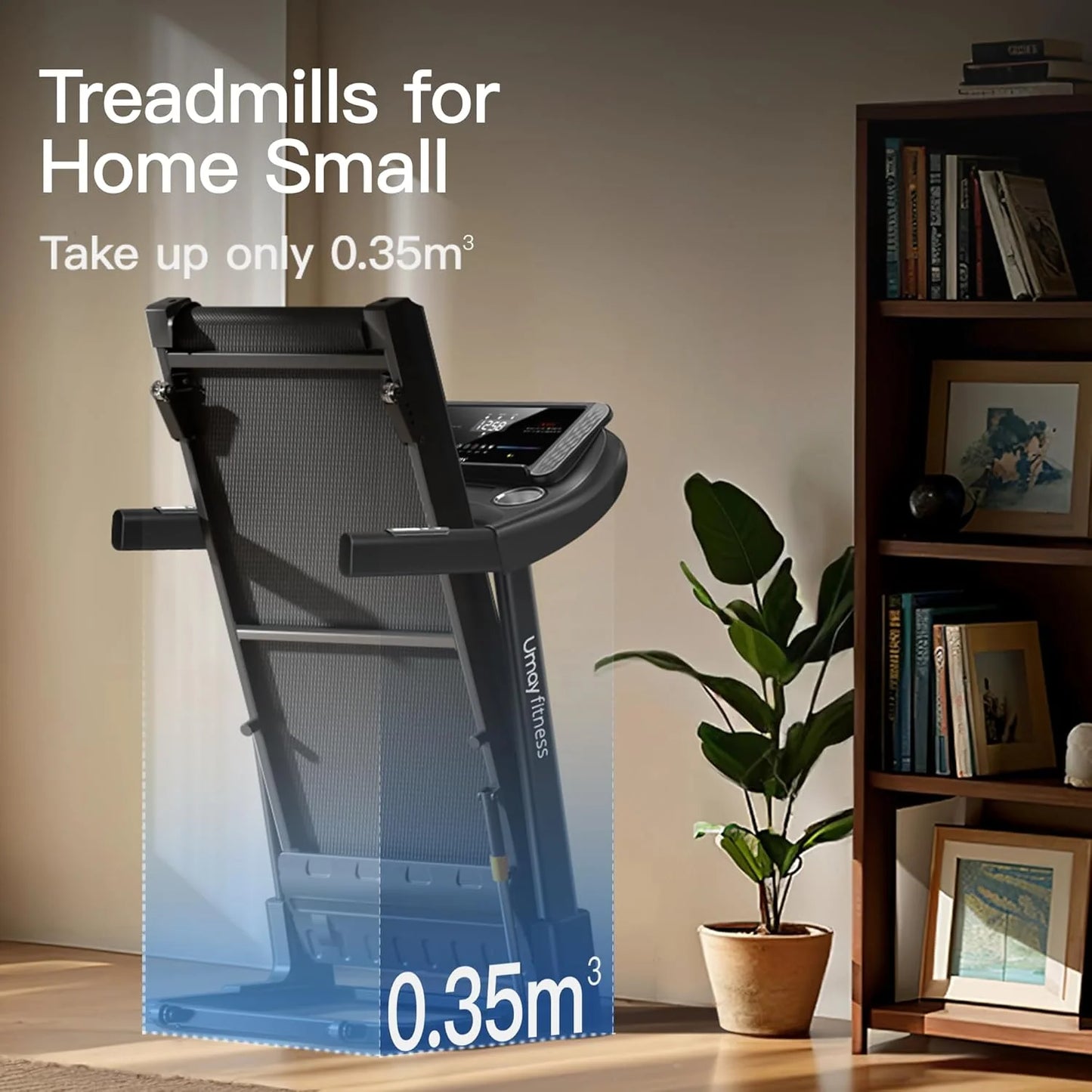 UMAY household folding tilt treadmill with heart rate sensor Low noise