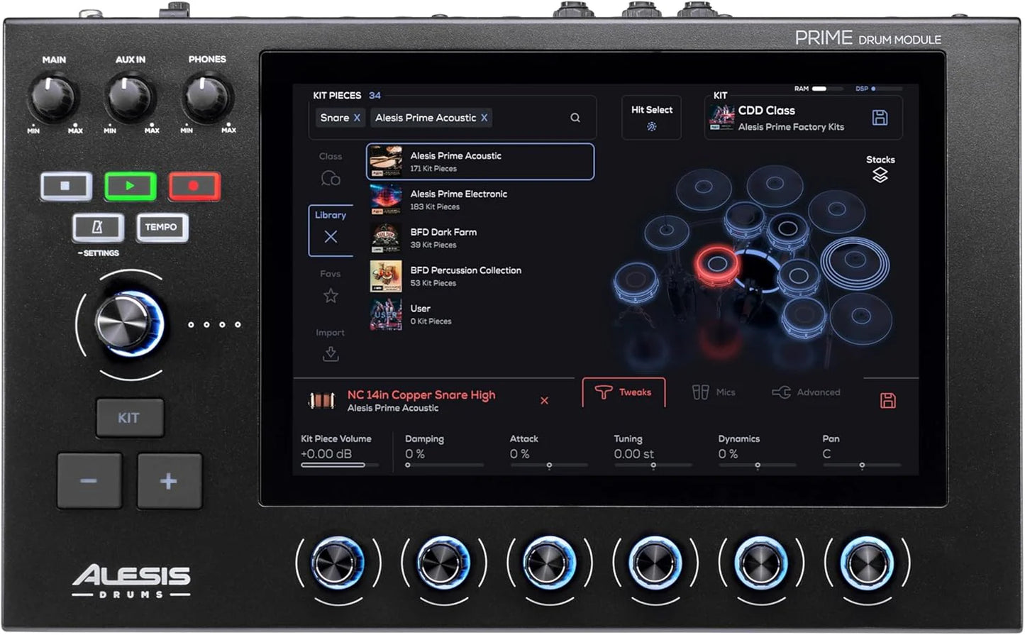 Alison Strata Prime Electronic Drum Set with Touch Screen Dual Area Grid Head